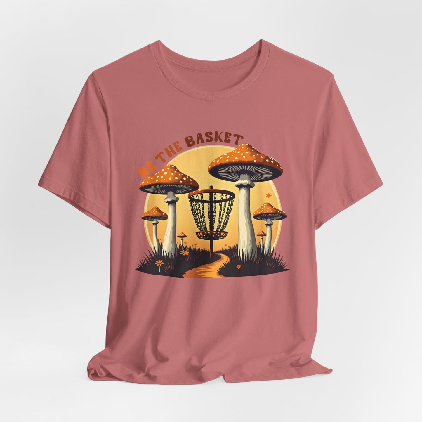 BE THE BASKET Disc Golf Mushrooms Design 1, Unisex Softstyle T-shirt, Disc Golf Shirt