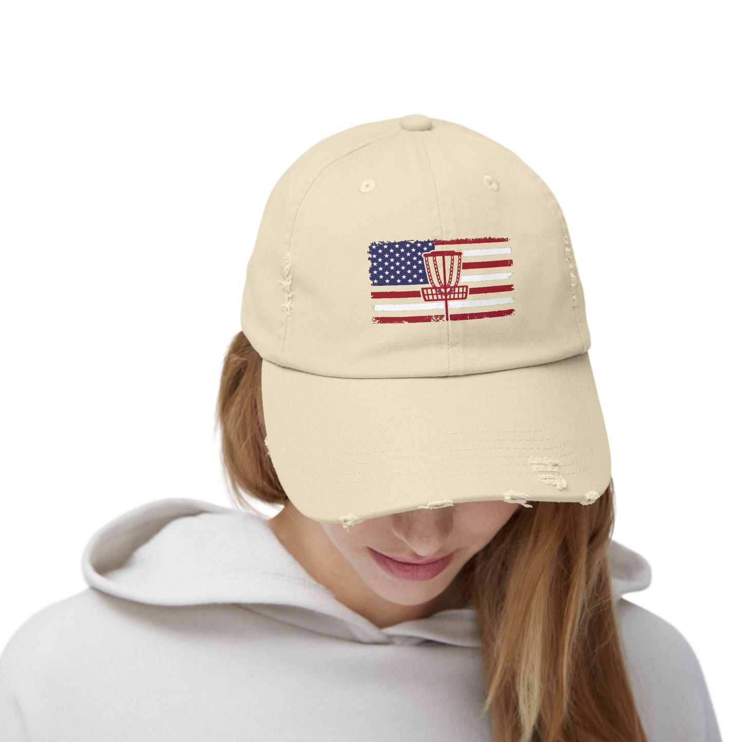 Patriotic America and Disc Golf Distressed Cap, Unisex Baseball Hat,