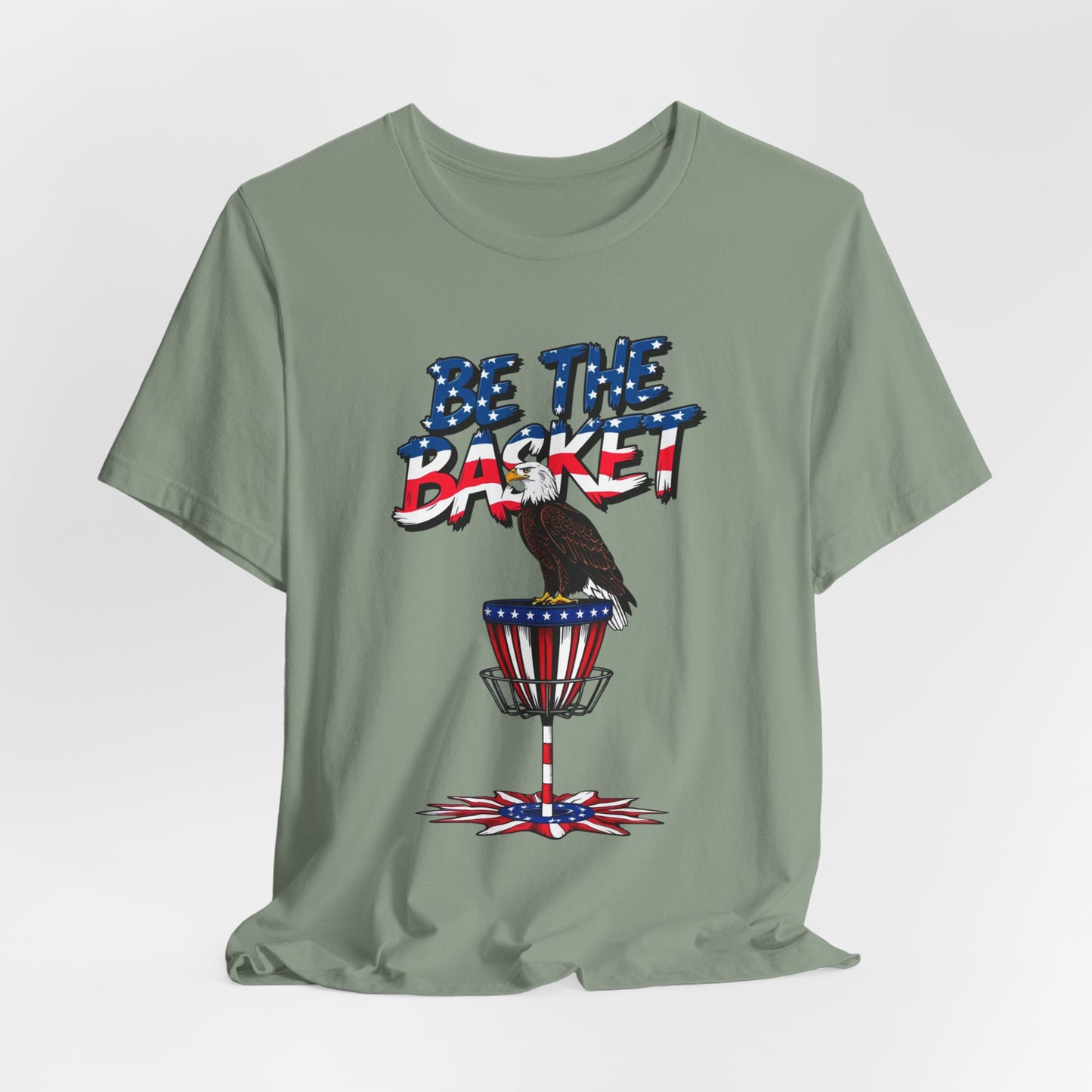 BE THE BASKET Patriotic Disc Golf Eagle Unisex T-Shirt - Perfect for Disc Golf Lovers
