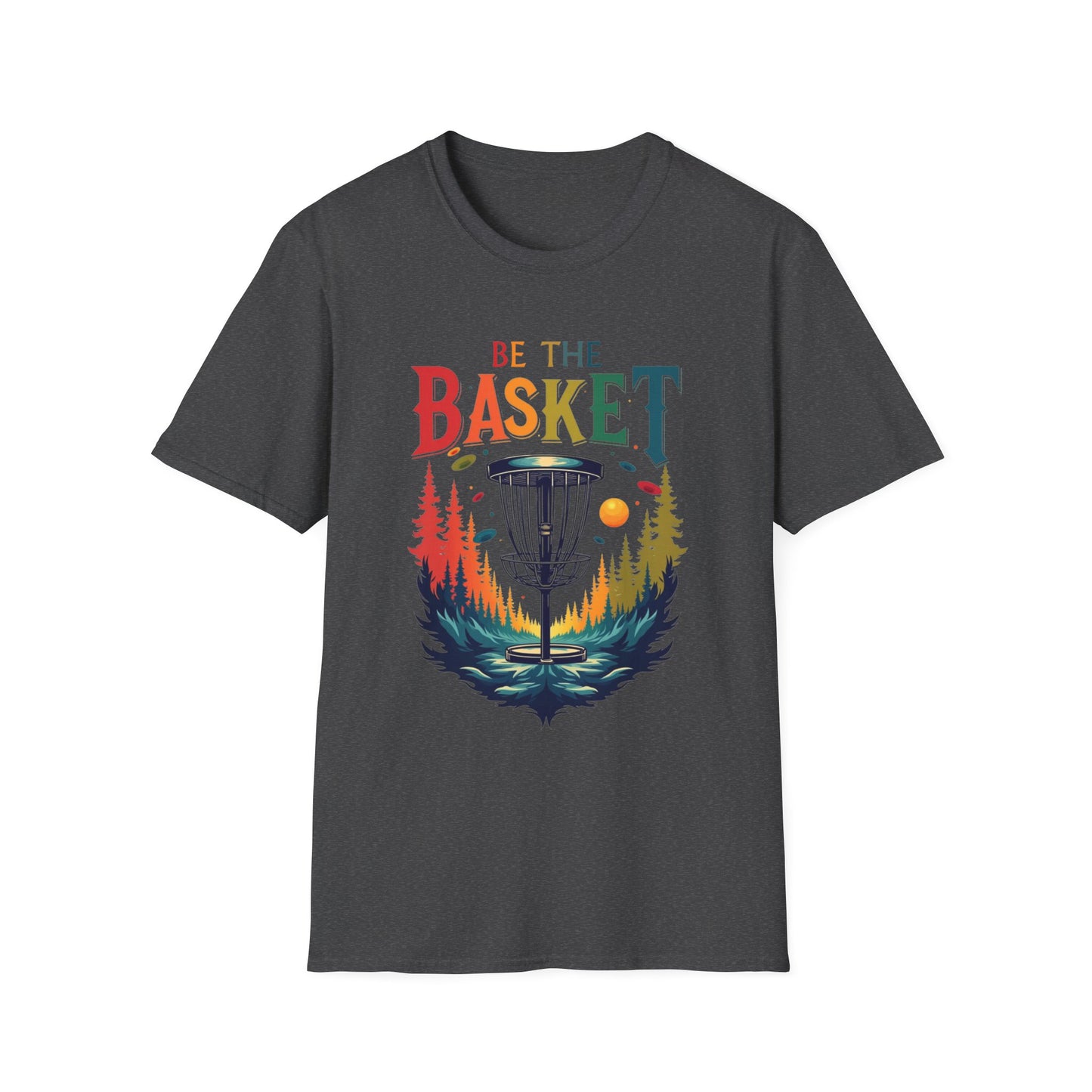 BE THE BASKET Colorful Trees Disc Golf Unisex Softstyle T-Shirt - Perfect for Disc Golf Lovers