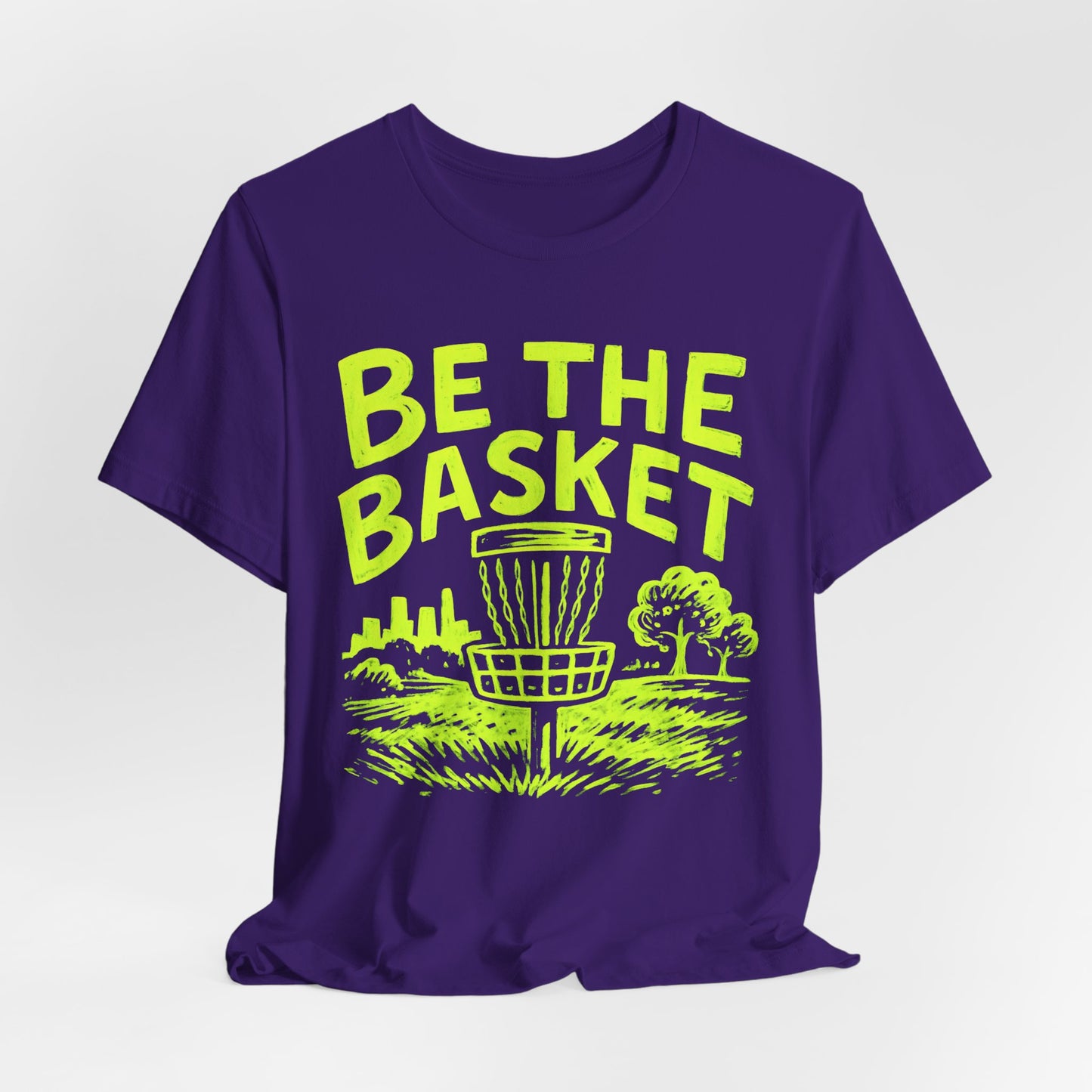 BE THE BASKET Disc Golf Basket Lime Green Distressed, Disc Golf Unisex T-Shirt
