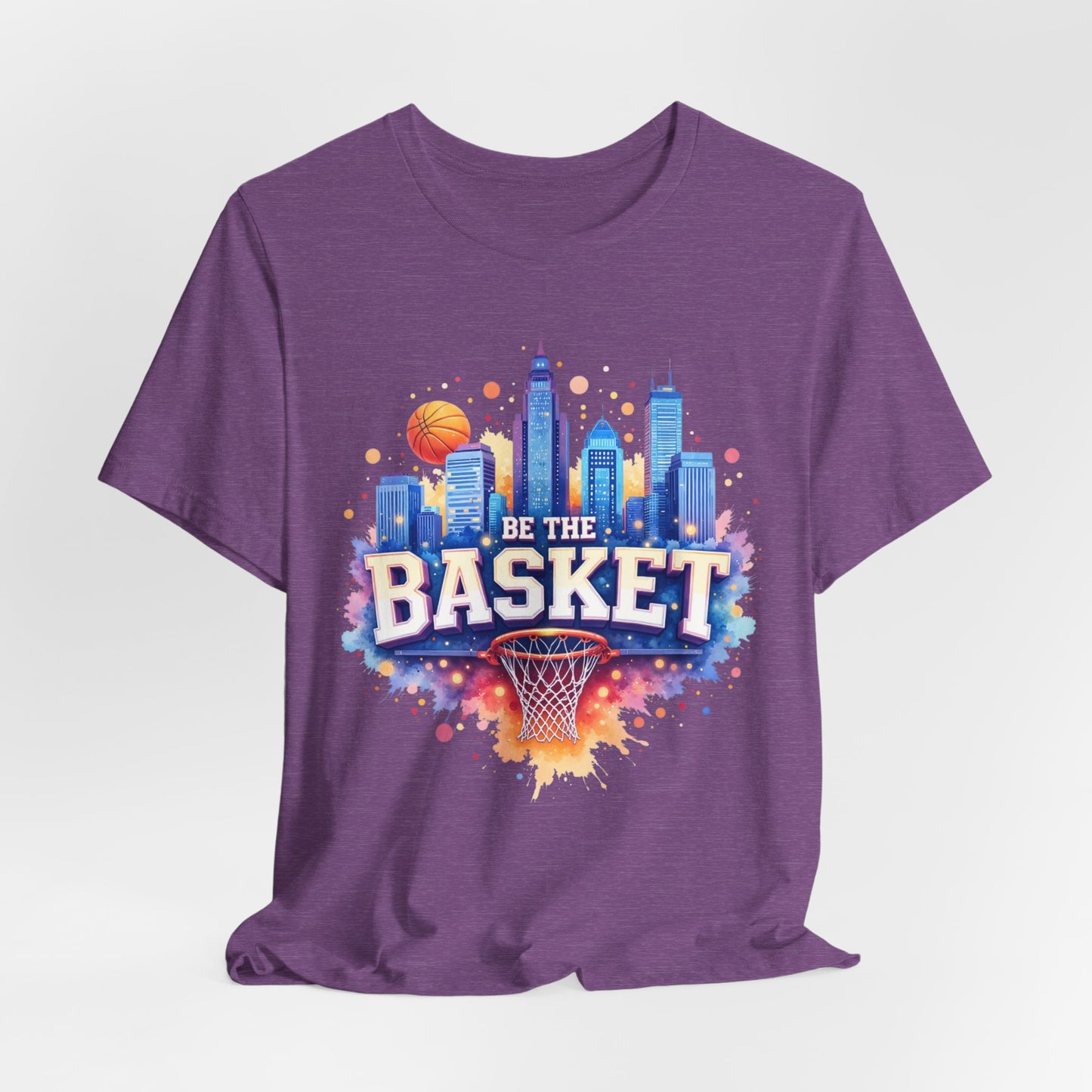 BE THE BASKET Basketball Goal Skyline Watercolor 2, Basketball Unisex T-Shirt