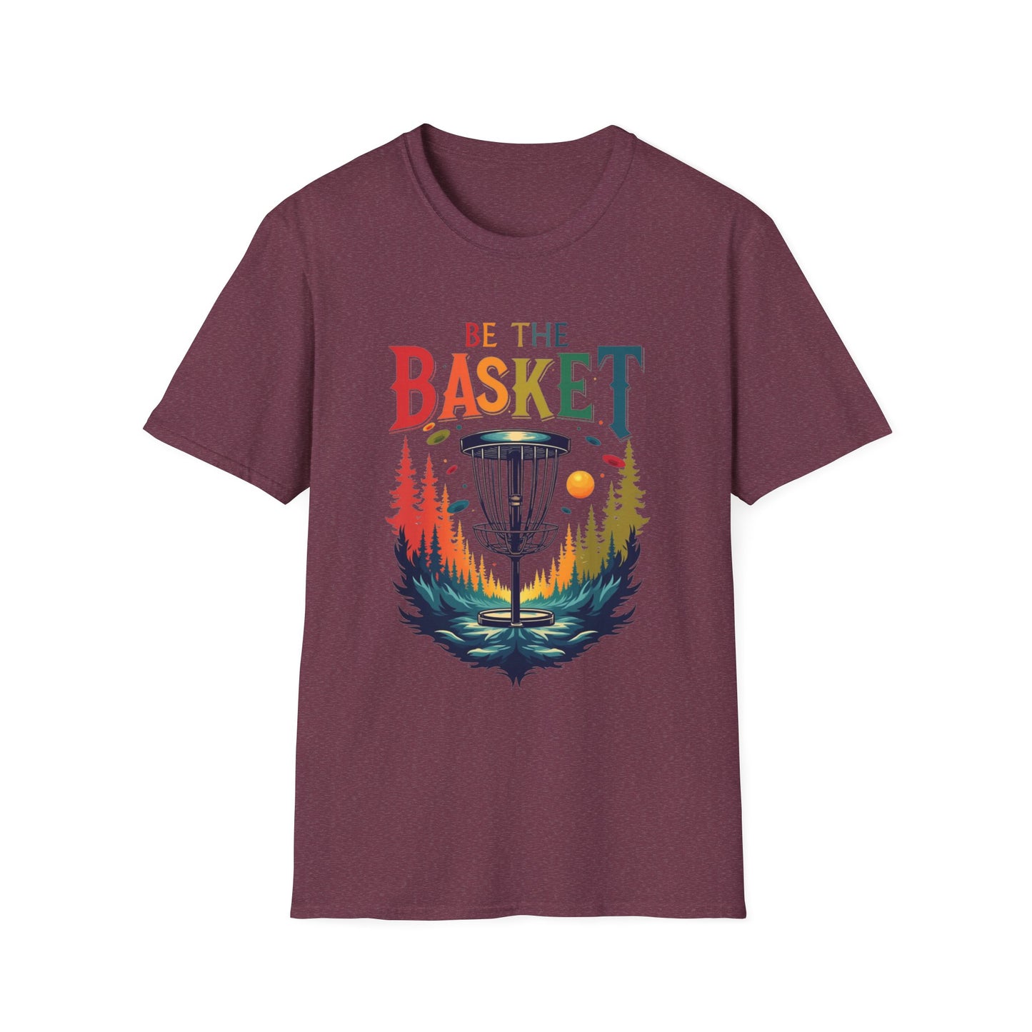 BE THE BASKET Colorful Trees Disc Golf Unisex Softstyle T-Shirt - Perfect for Disc Golf Lovers