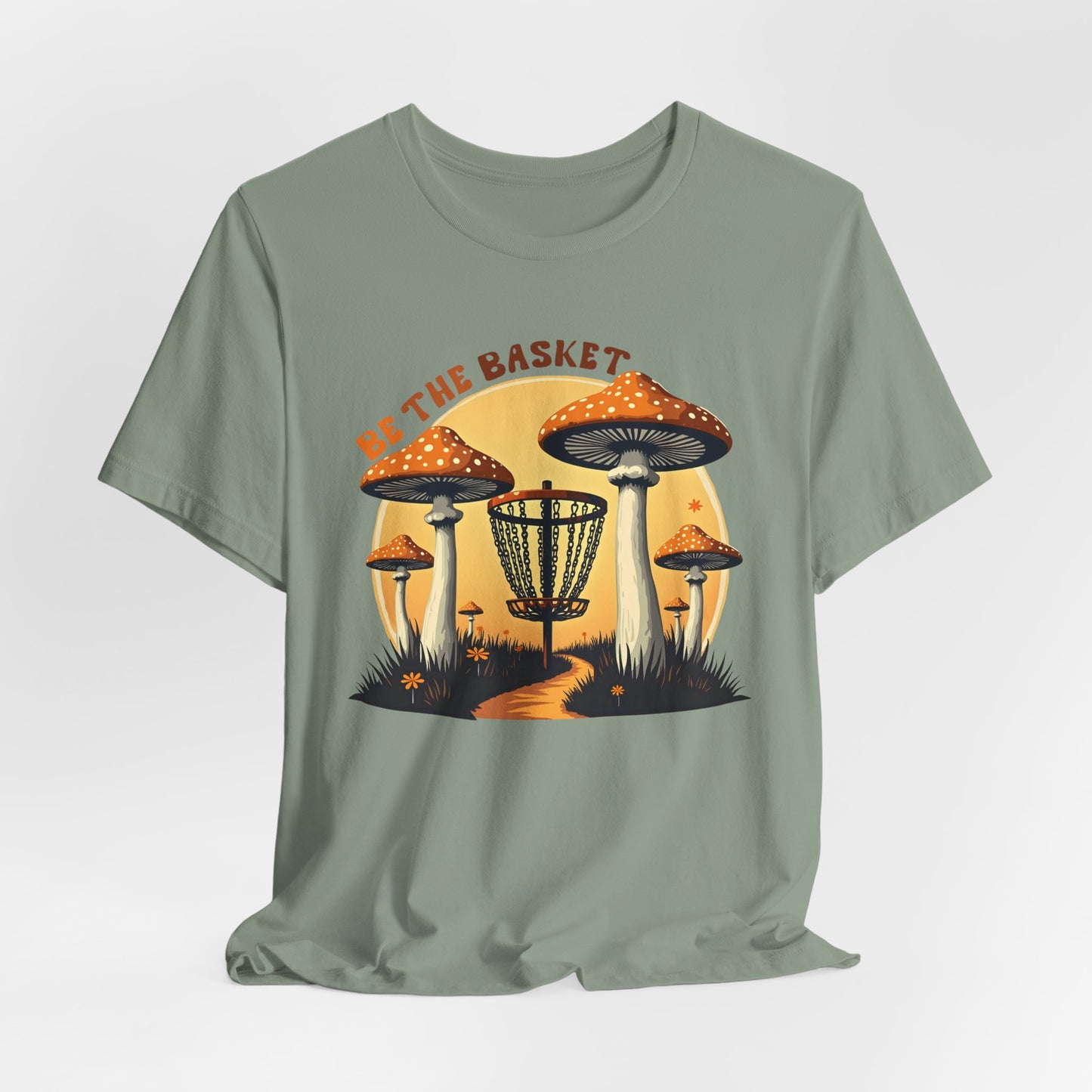BE THE BASKET Disc Golf Mushrooms Design 1, Unisex Softstyle T-shirt, Disc Golf Shirt