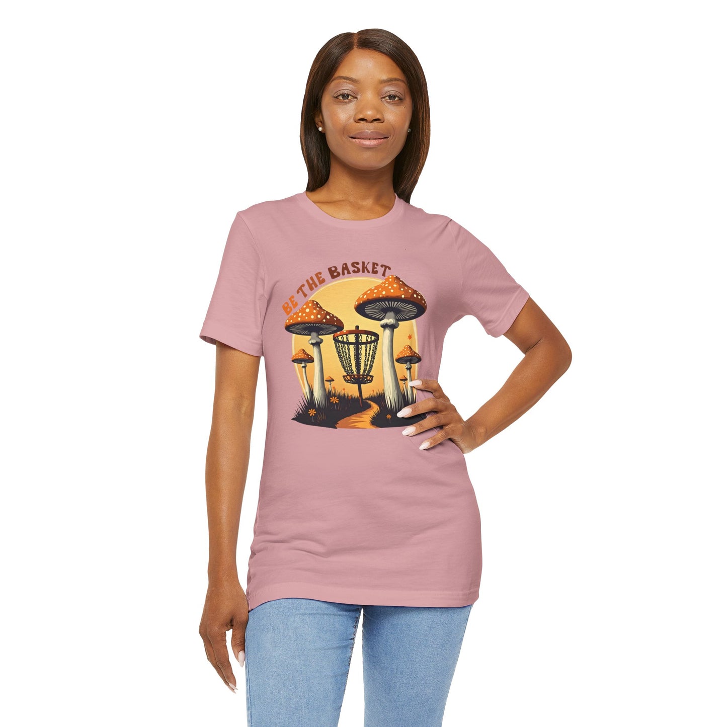 BE THE BASKET Disc Golf Mushrooms Design 1, Unisex Softstyle T-shirt, Disc Golf Shirt
