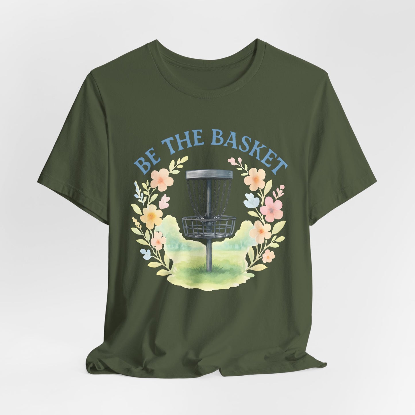 BE THE BASKET Disc Golf Watercolor Flowers, Disc Golf Unisex T-Shirt