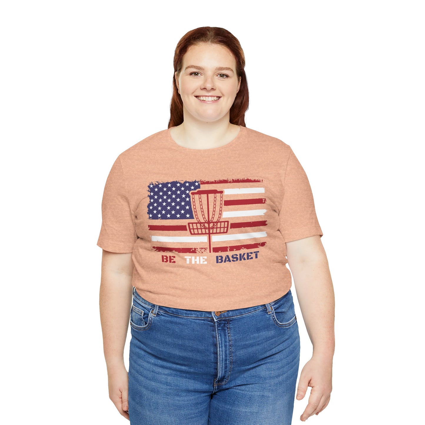 BE THE BASKET Patriotic Disc Golf Tee, Unisex Jersey Tee, Sport Shirt for Disc Golf Lovers, Perfect for Independence Day, Casual Wear