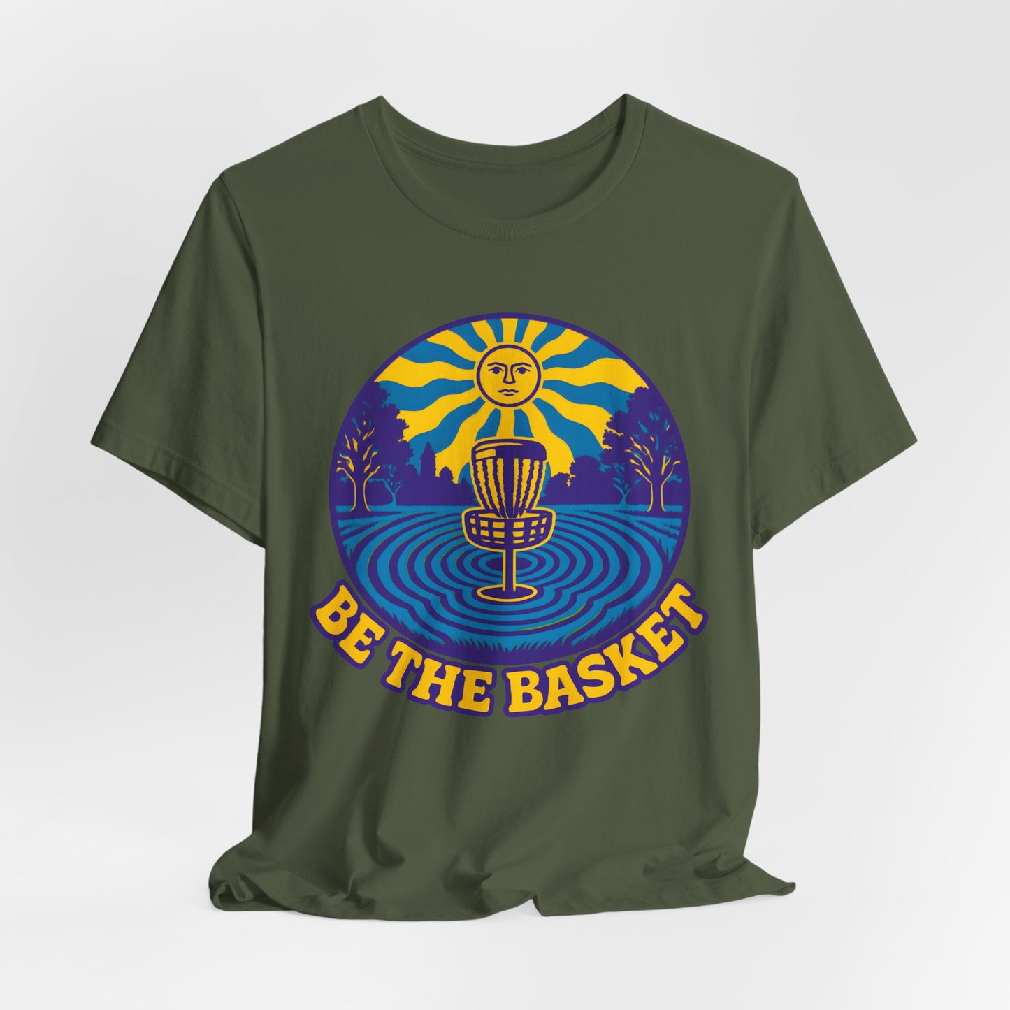 BE THE BASKET Disc Golf Basket Groovy Sun, Disc Golf Unisex T-Shirt