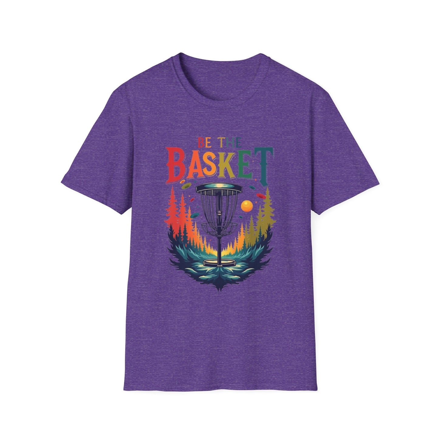 BE THE BASKET Colorful Trees Disc Golf Unisex Softstyle T-Shirt - Perfect for Disc Golf Lovers
