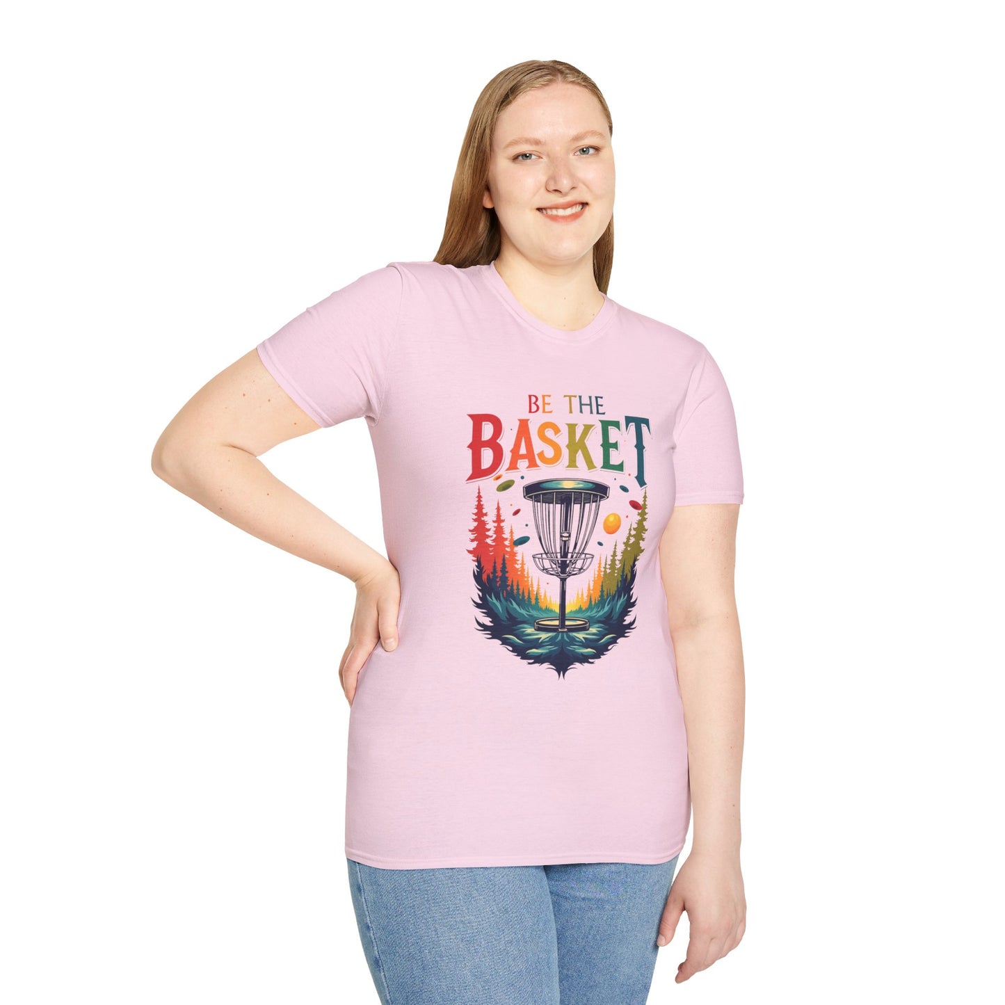 BE THE BASKET Colorful Trees Disc Golf Unisex Softstyle T-Shirt - Perfect for Disc Golf Lovers