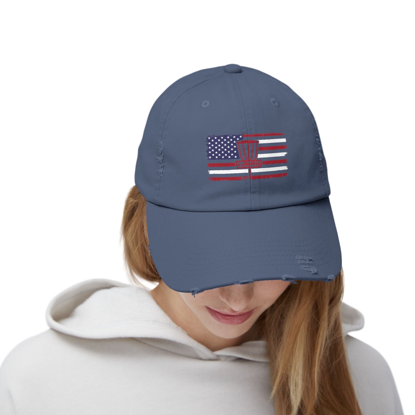 Patriotic America and Disc Golf Distressed Cap, Unisex Baseball Hat,