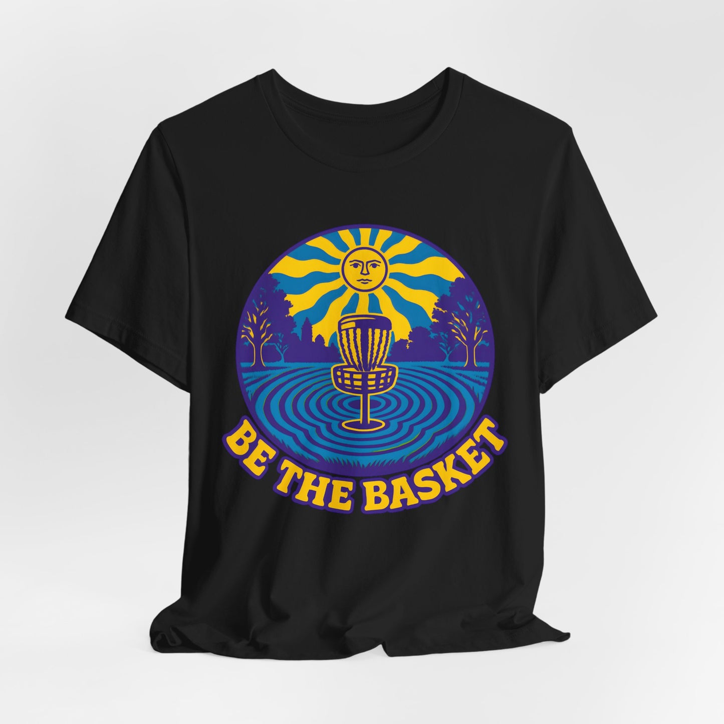 BE THE BASKET Disc Golf Basket Groovy Sun, Disc Golf Unisex T-Shirt