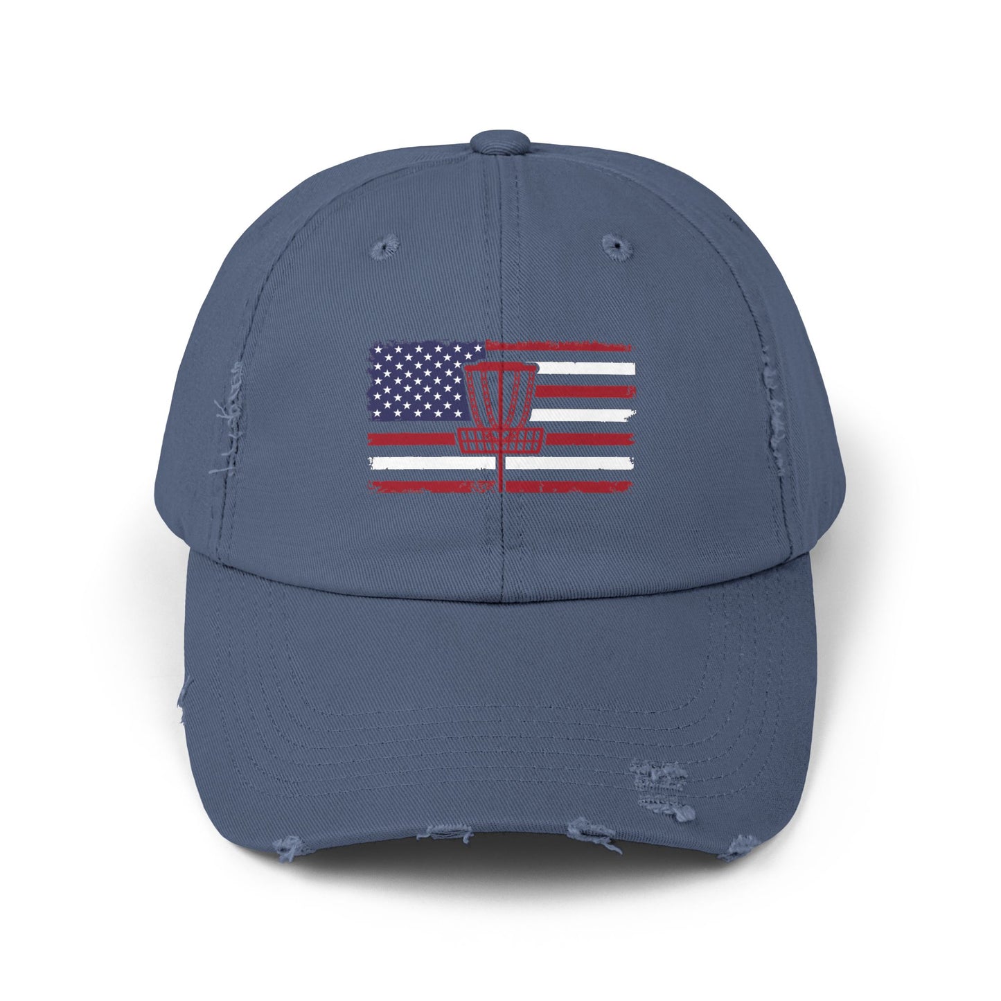 Patriotic America and Disc Golf Distressed Cap, Unisex Baseball Hat,