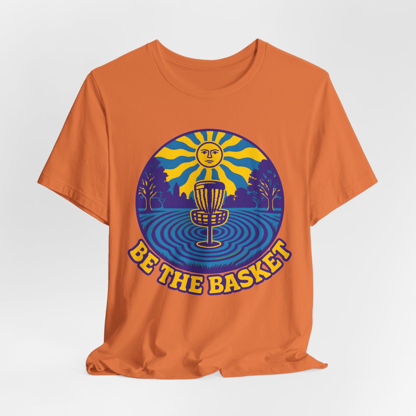 BE THE BASKET Disc Golf Basket Groovy Sun, Disc Golf Unisex T-Shirt