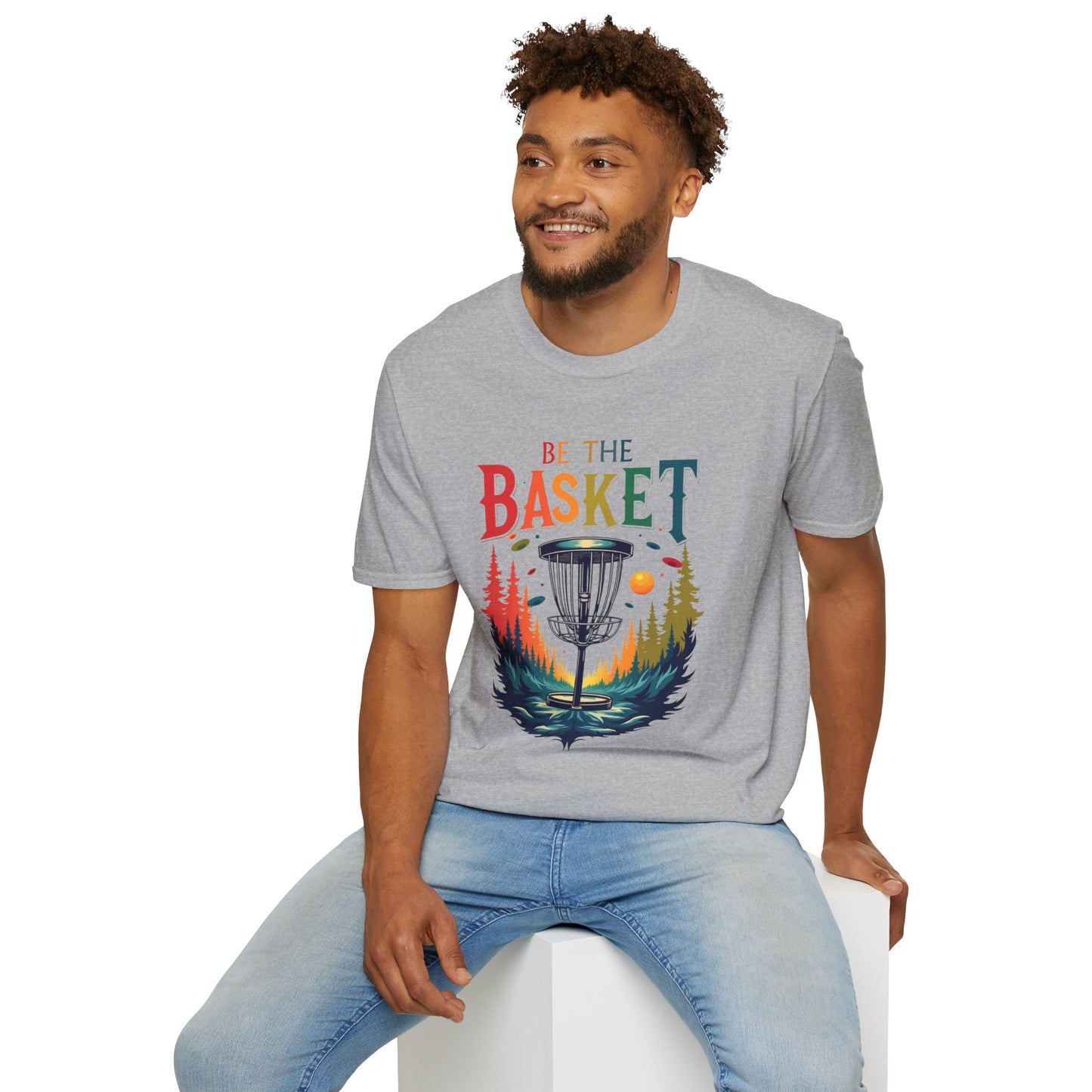 BE THE BASKET Colorful Trees Disc Golf Unisex Softstyle T-Shirt - Perfect for Disc Golf Lovers
