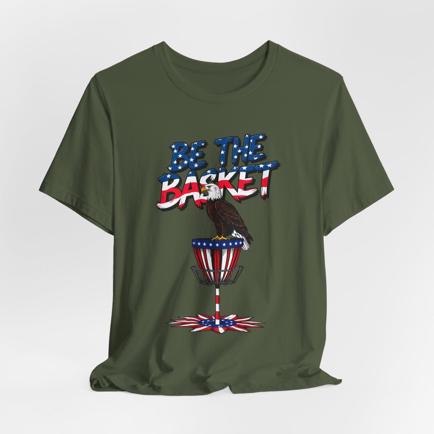 BE THE BASKET Patriotic Disc Golf Eagle Unisex T-Shirt - Perfect for Disc Golf Lovers
