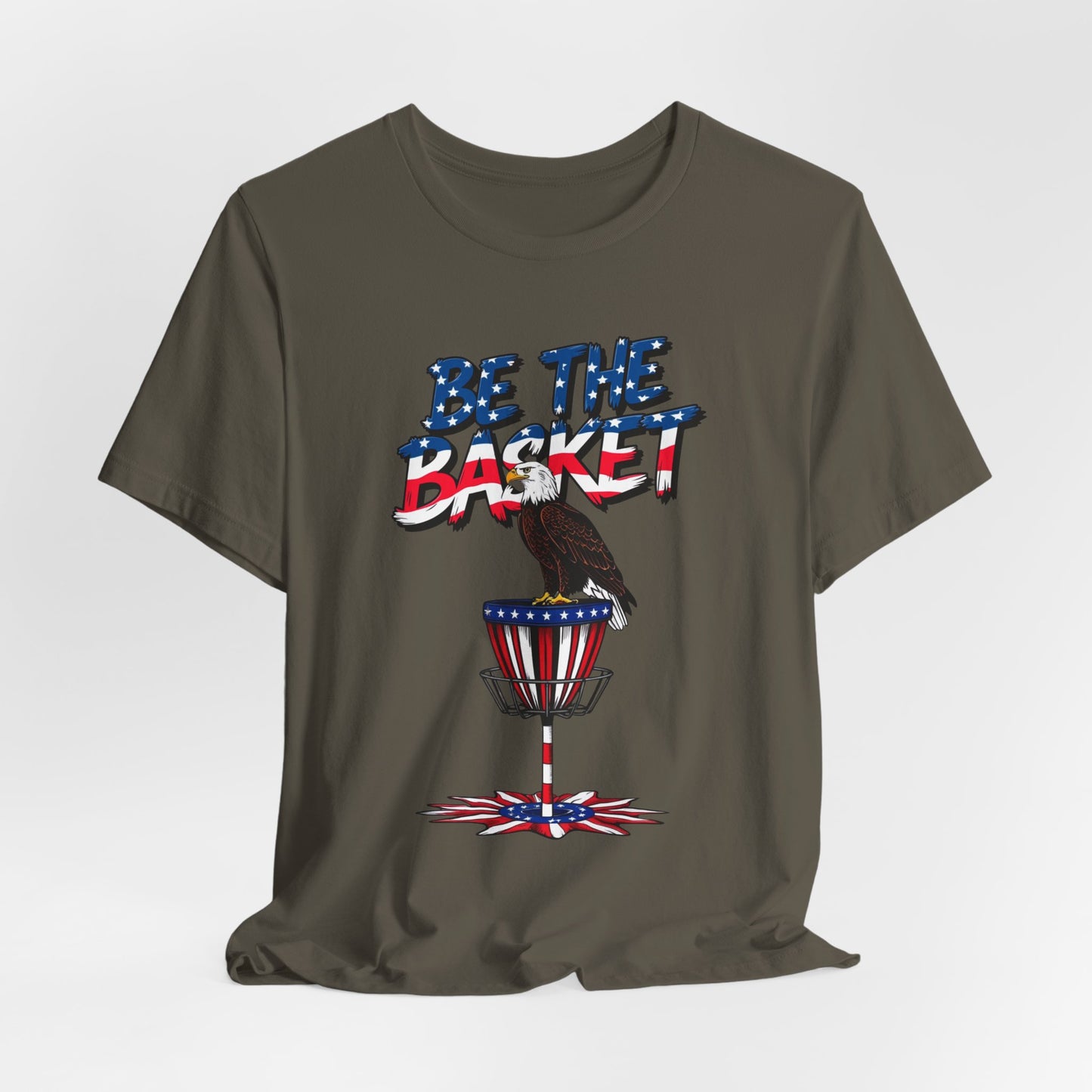 BE THE BASKET Patriotic Disc Golf Eagle Unisex T-Shirt - Perfect for Disc Golf Lovers
