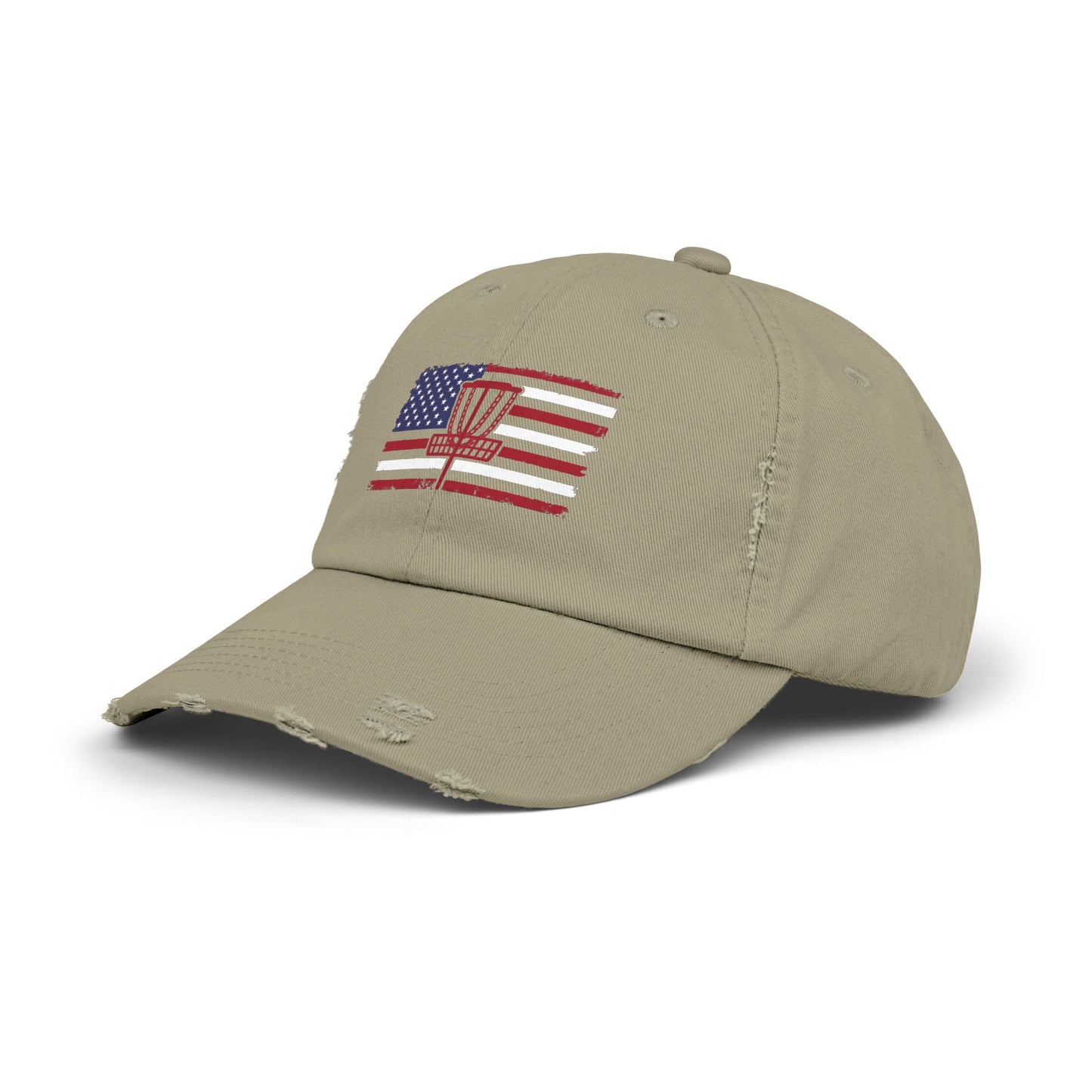 Patriotic America and Disc Golf Distressed Cap, Unisex Baseball Hat,