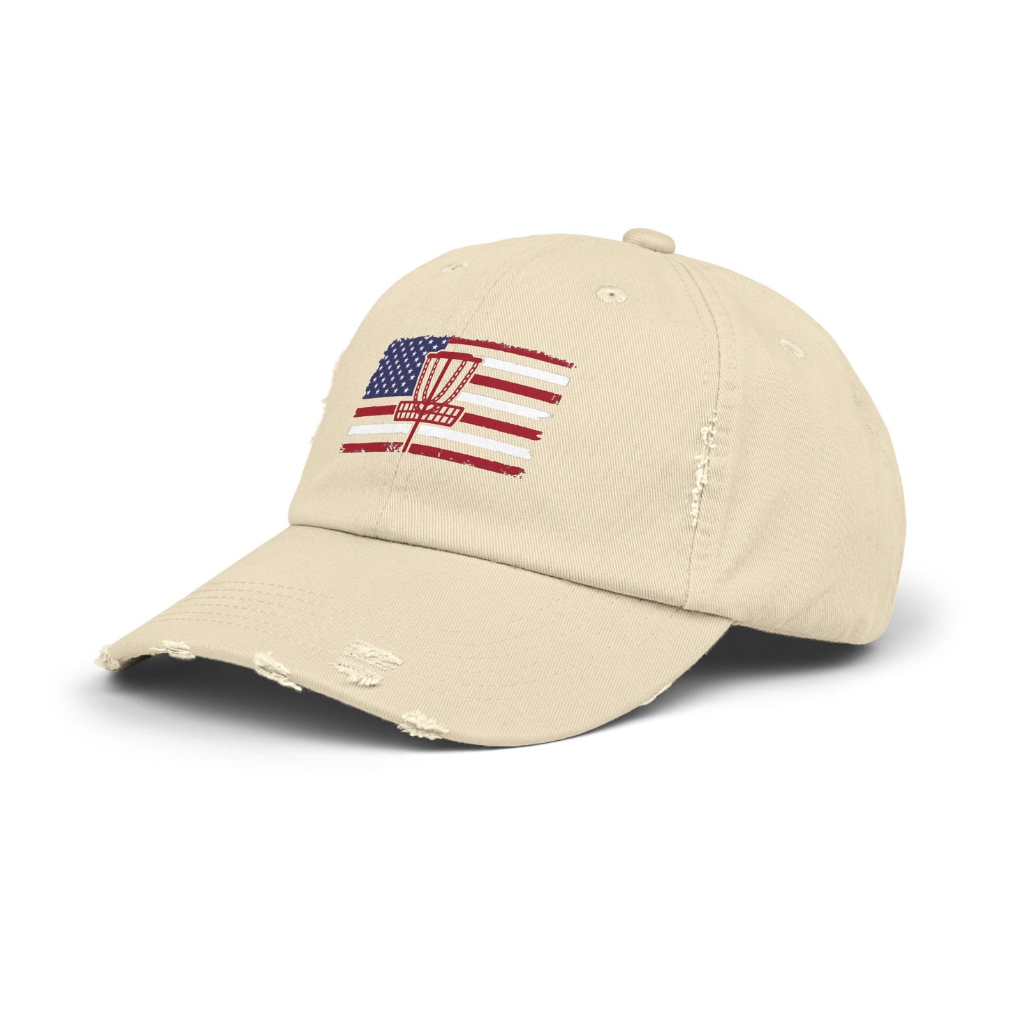 Patriotic America and Disc Golf Distressed Cap, Unisex Baseball Hat,