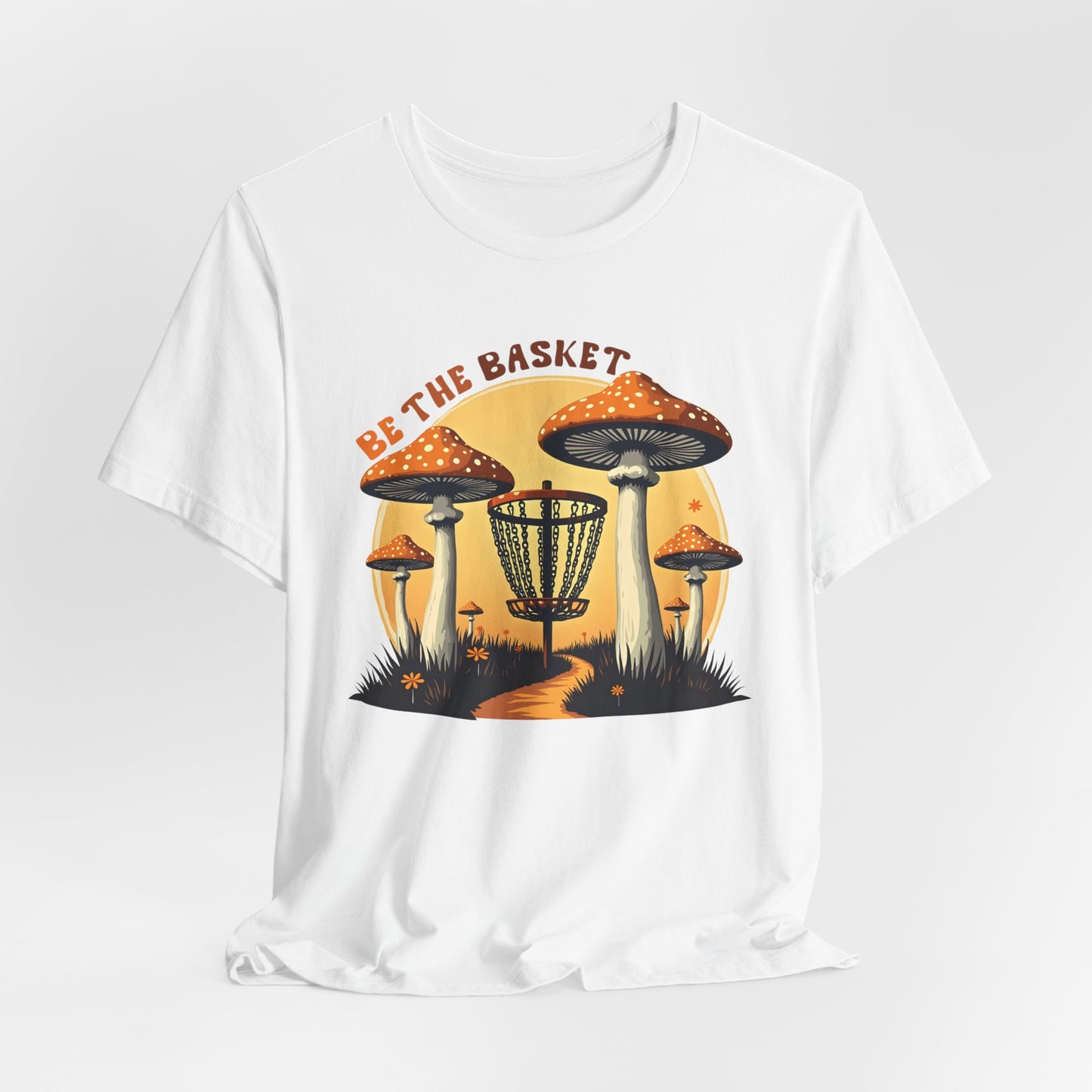 BE THE BASKET Disc Golf Mushrooms Design 1, Unisex Softstyle T-shirt, Disc Golf Shirt