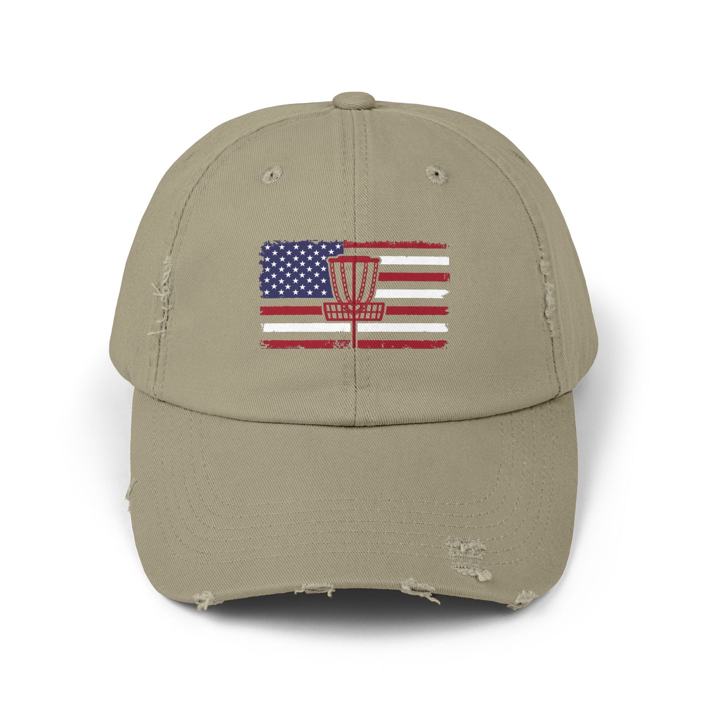Patriotic America and Disc Golf Distressed Cap, Unisex Baseball Hat,