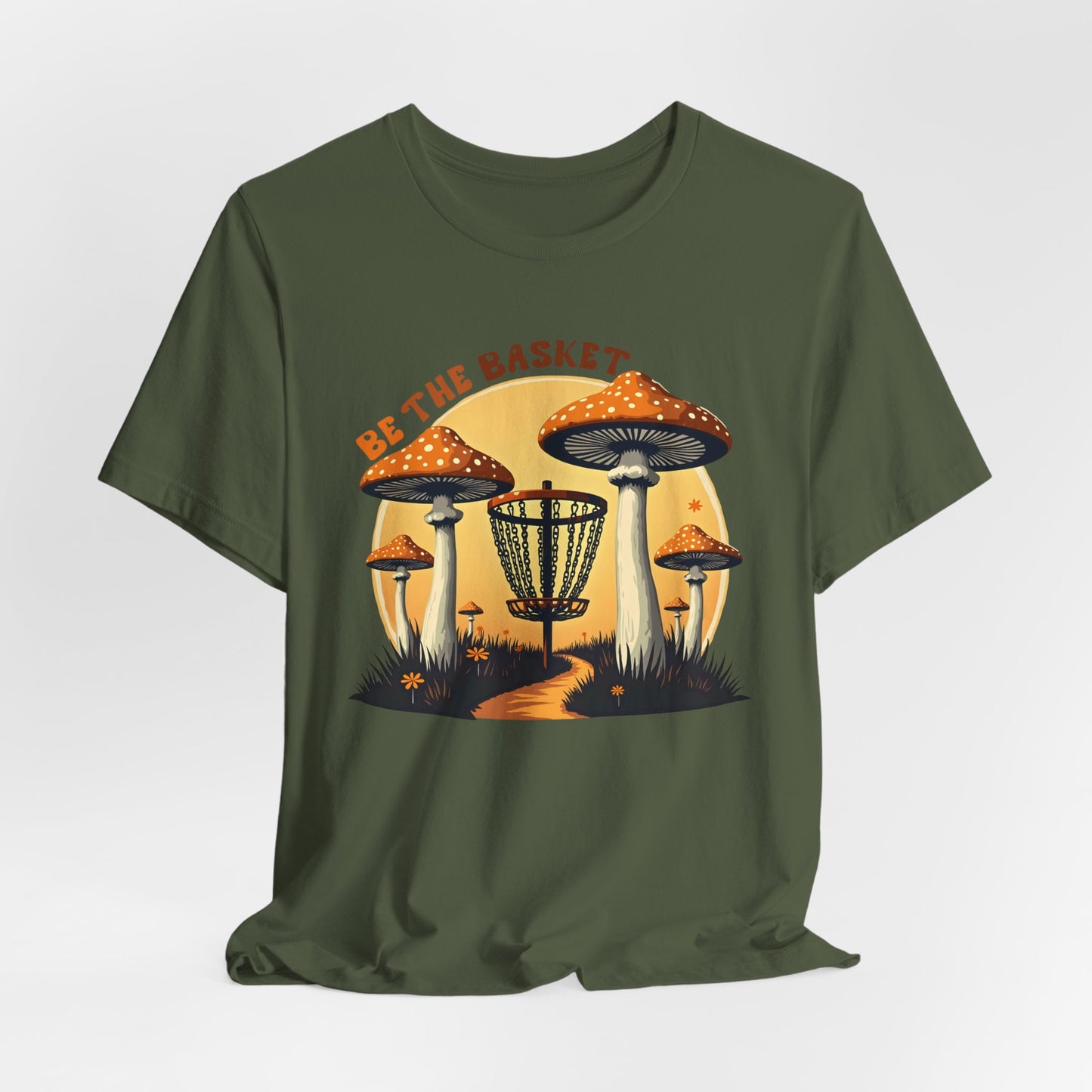 BE THE BASKET Disc Golf Mushrooms Design 1, Unisex Softstyle T-shirt, Disc Golf Shirt