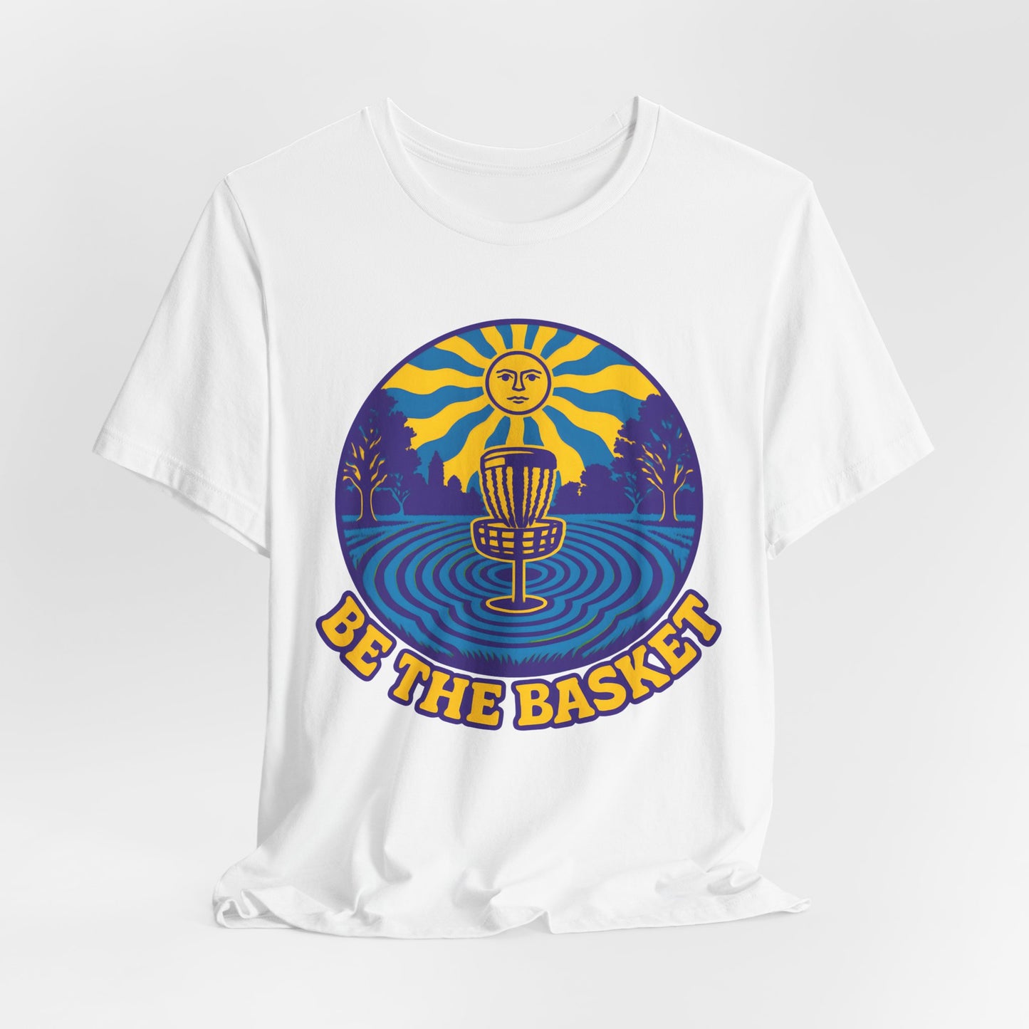 BE THE BASKET Disc Golf Basket Groovy Sun, Disc Golf Unisex T-Shirt