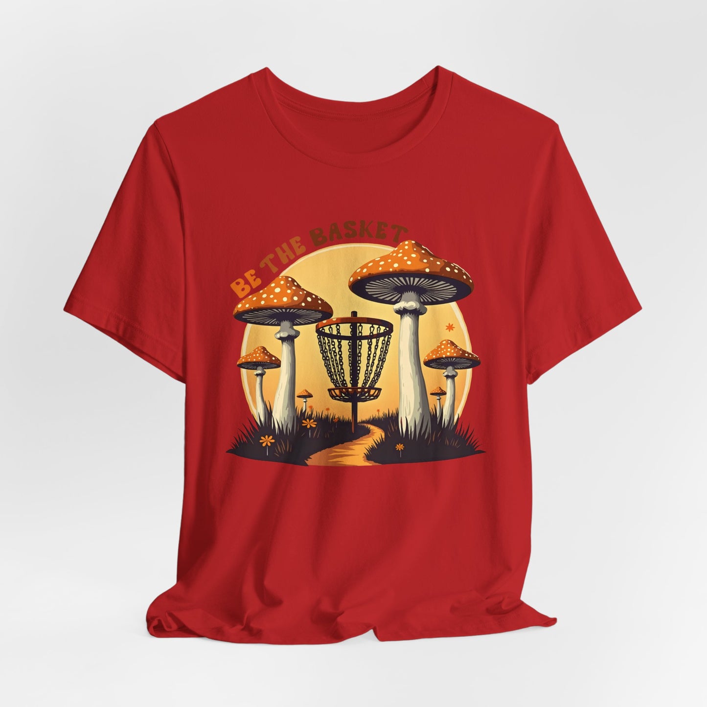 BE THE BASKET Disc Golf Mushrooms Design 1, Unisex Softstyle T-shirt, Disc Golf Shirt