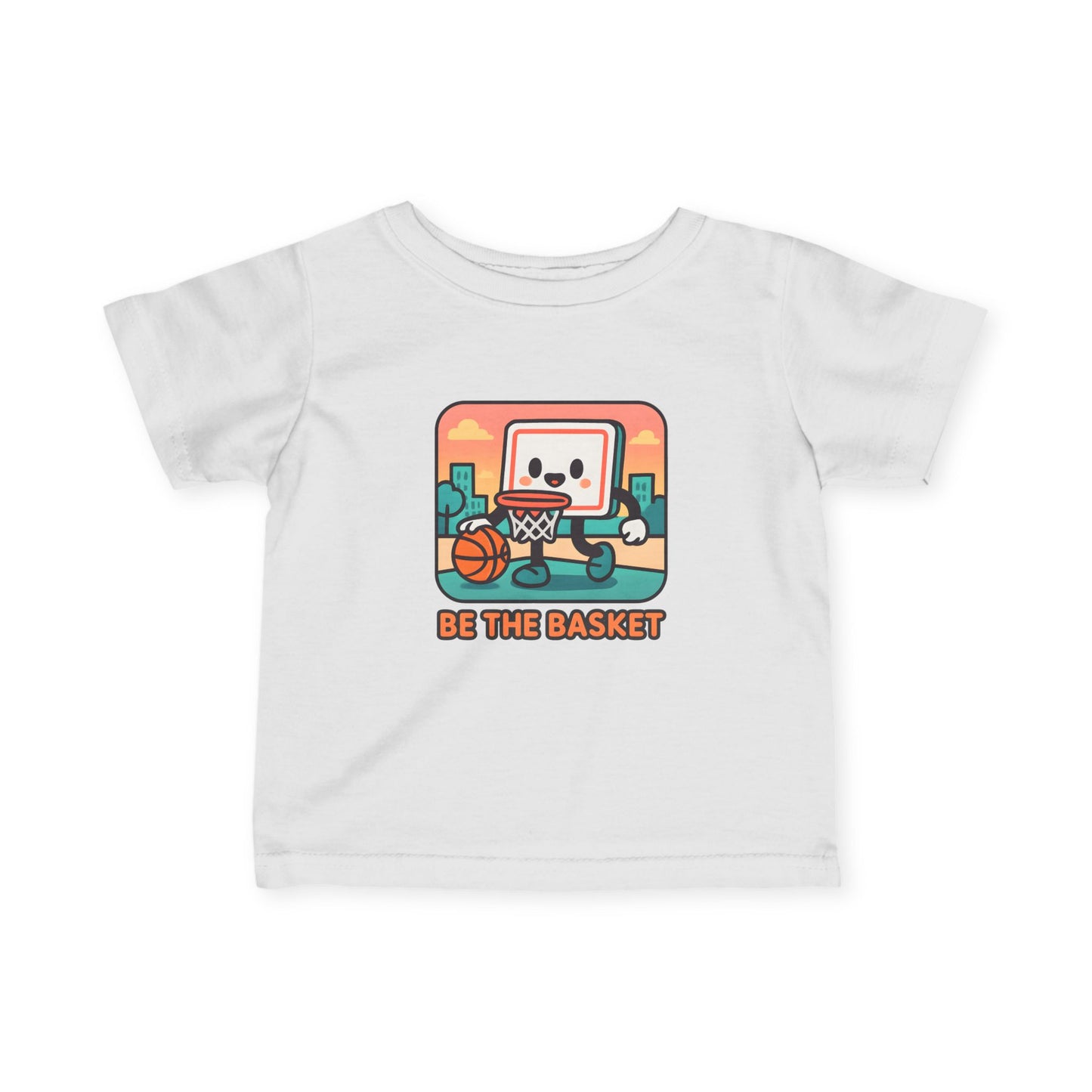 BE THE BASKET Cute Basketball Infant Tee, Baby Shirt, Toddler Tee, Sports Baby Gift, Kids Cotton Tee with Fun Graphic