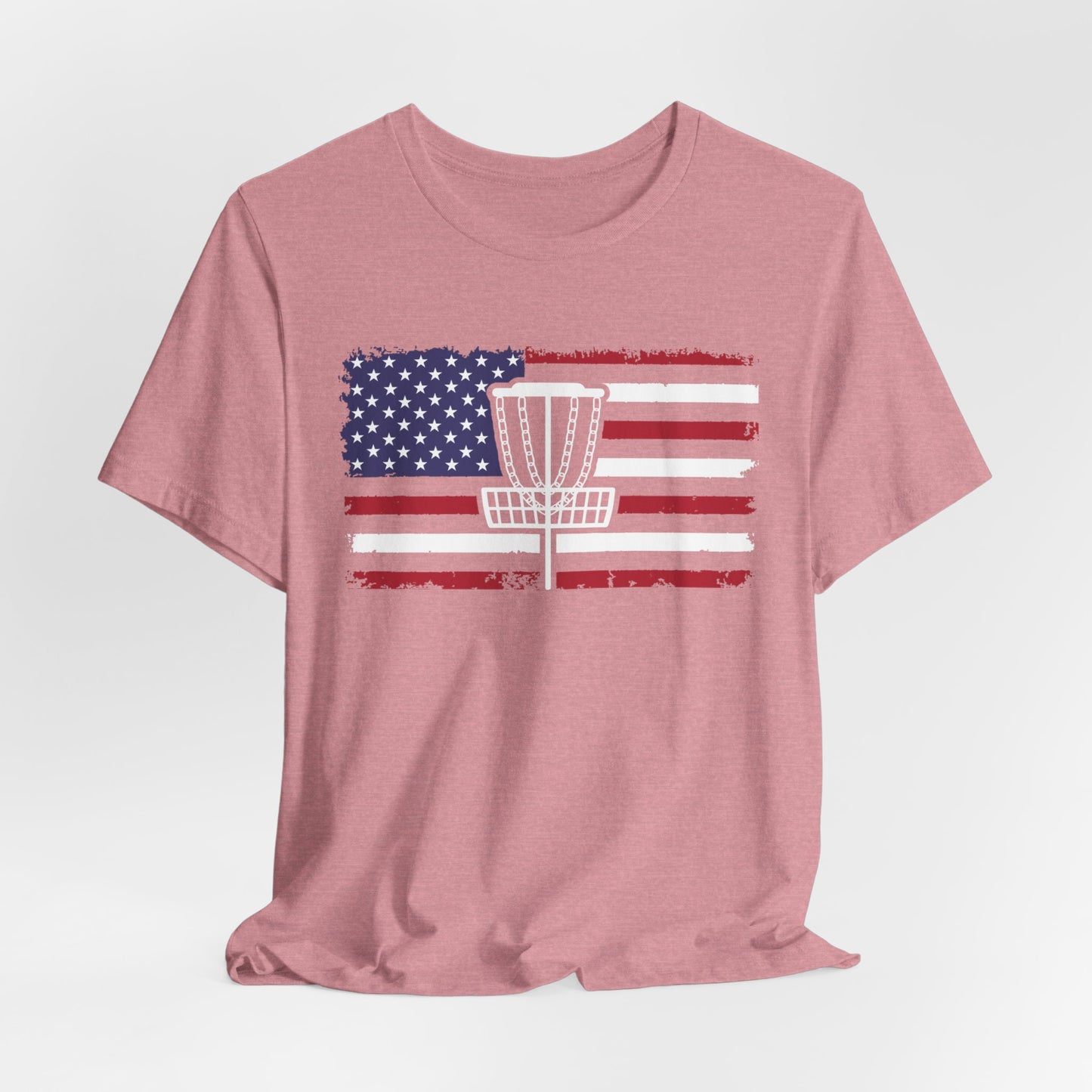 Patriotic Disc Golf Unisex T-Shirt, White Basket , Disc Golf Shirt