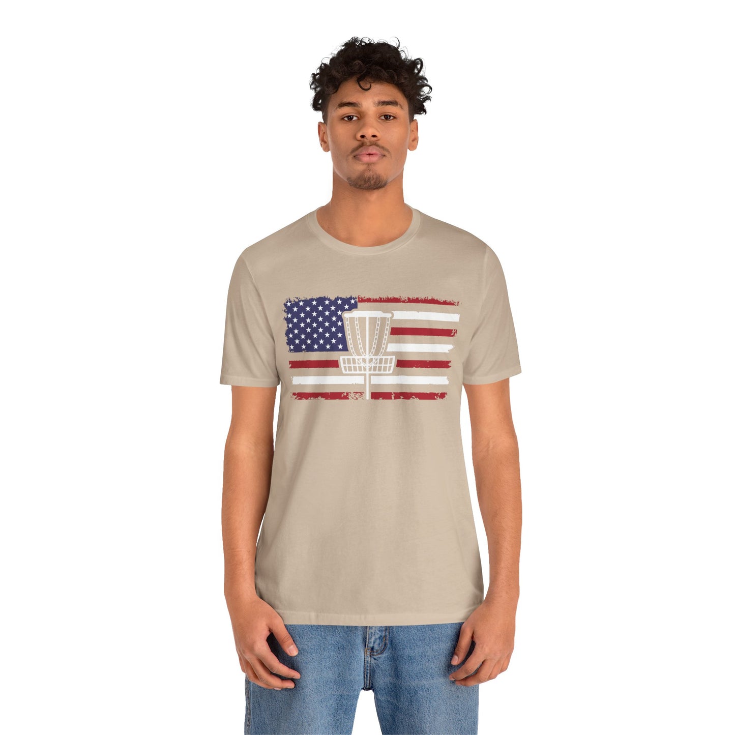 Patriotic Disc Golf Unisex T-Shirt, White Basket , Disc Golf Shirt