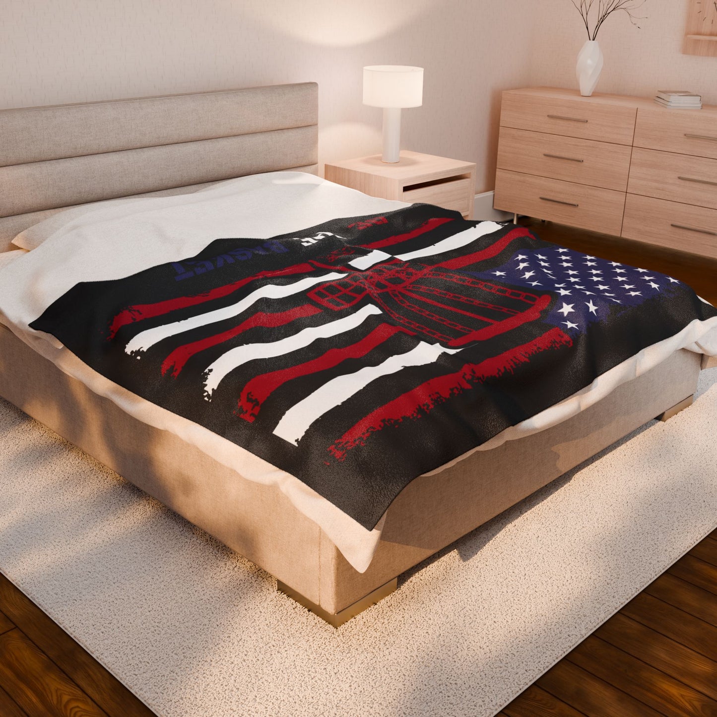 PATRIOTIC BE THE BASKET DISC GOLF Velveteen Plush Blanket , Disc Golf Blanket