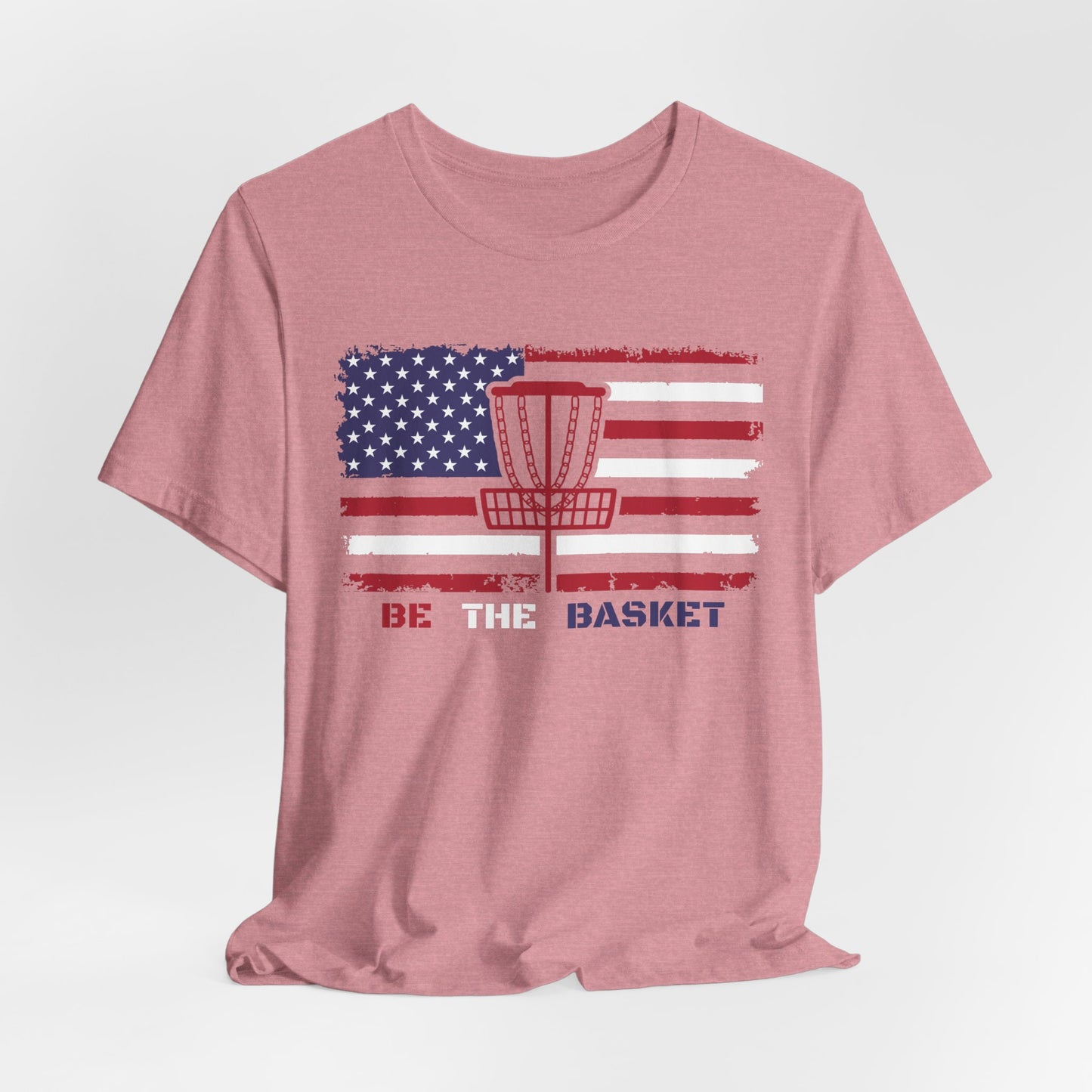 BE THE BASKET Patriotic Disc Golf Tee, Unisex Jersey Tee, Sport Shirt for Disc Golf Lovers, Perfect for Independence Day, Casual Wear