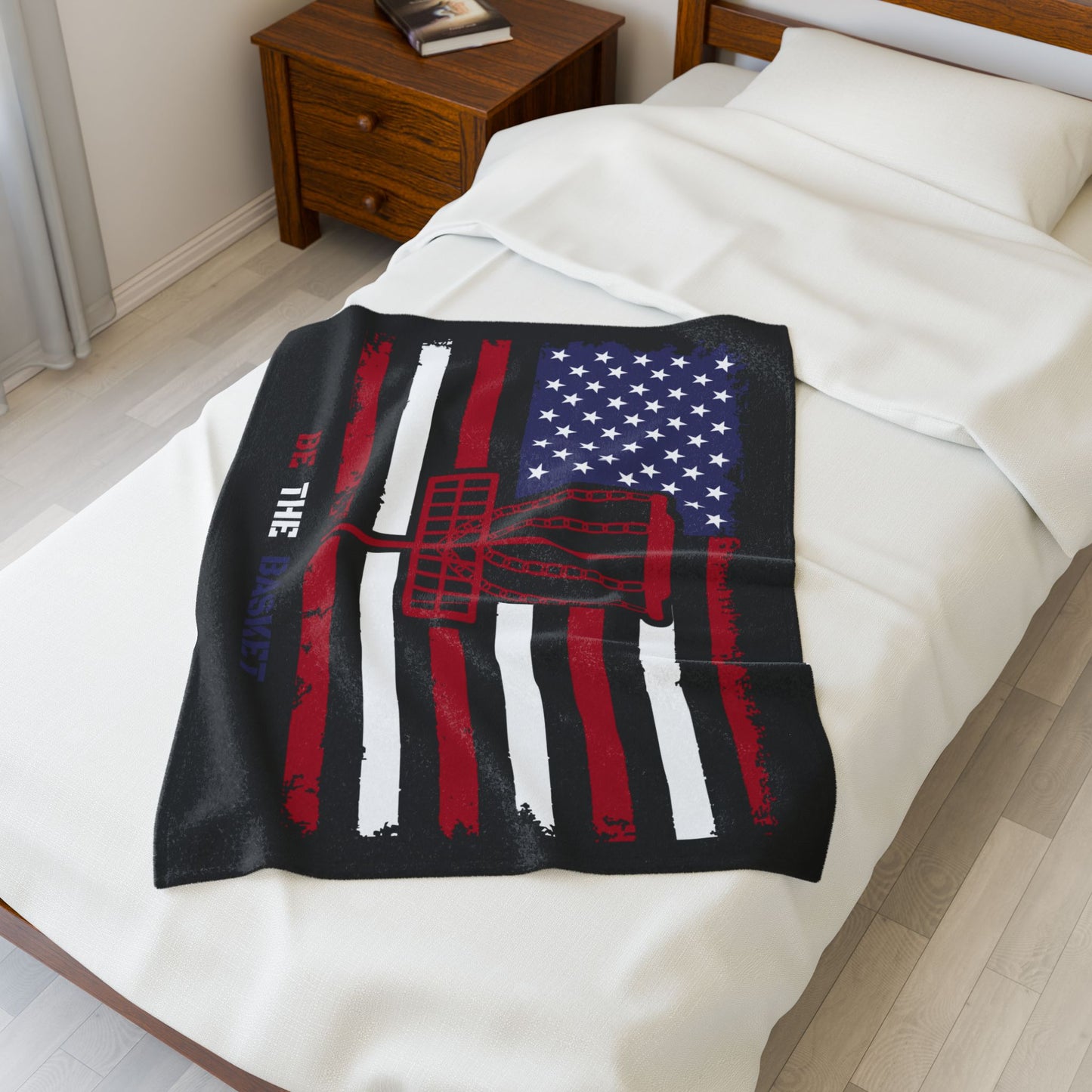 PATRIOTIC BE THE BASKET DISC GOLF Velveteen Plush Blanket , Disc Golf Blanket