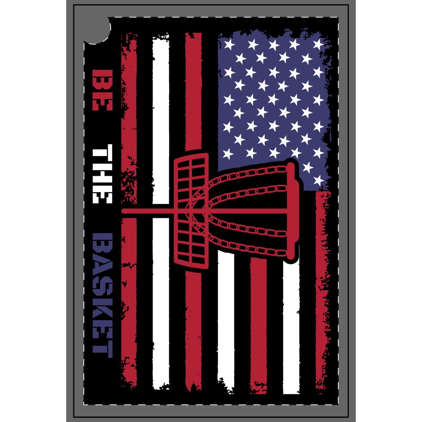 Patriotic BE THE BASKET Disc Golf Towel. PATRIOTIC GOLF TOWEL.
