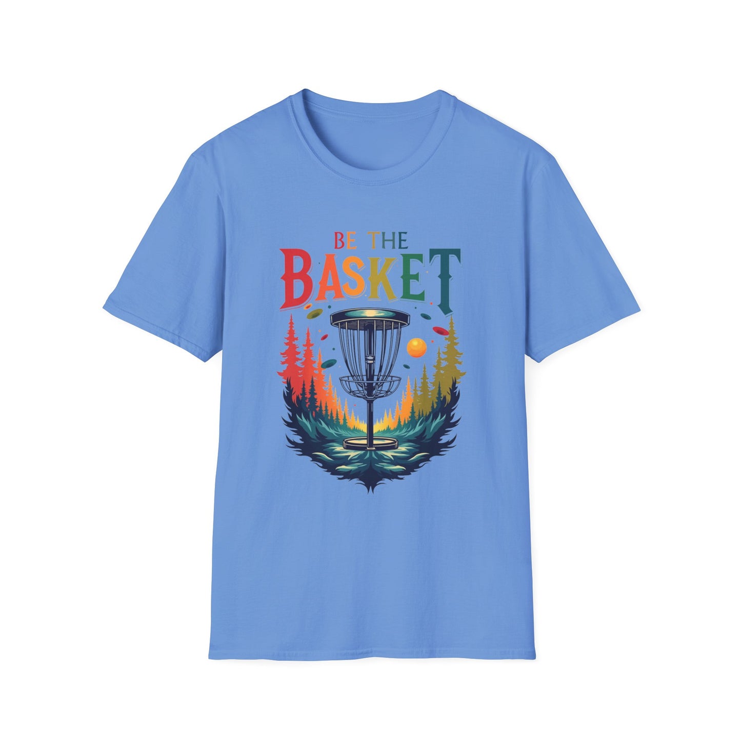 BE THE BASKET Colorful Trees Disc Golf Unisex Softstyle T-Shirt - Perfect for Disc Golf Lovers