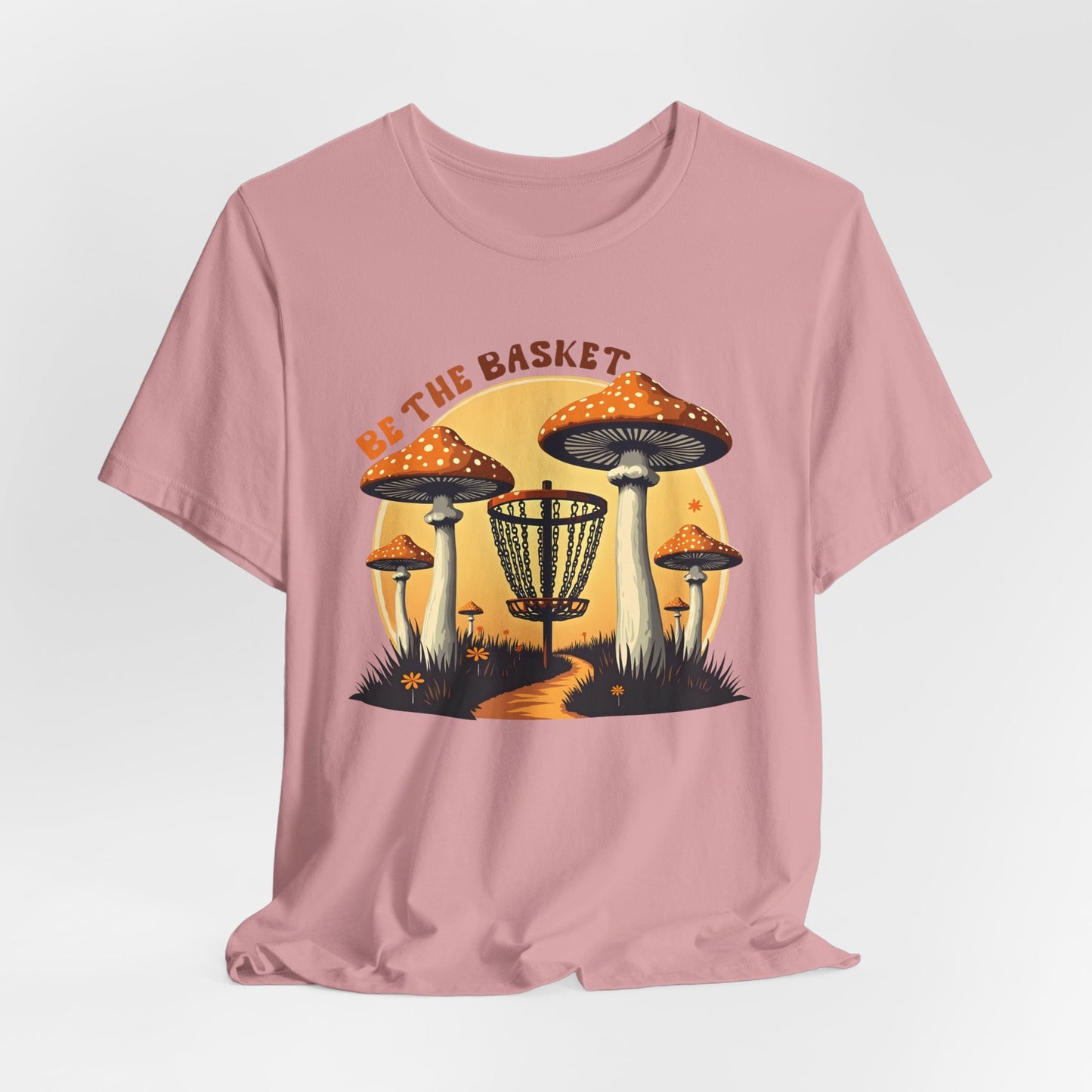 BE THE BASKET Disc Golf Mushrooms Design 1, Unisex Softstyle T-shirt, Disc Golf Shirt
