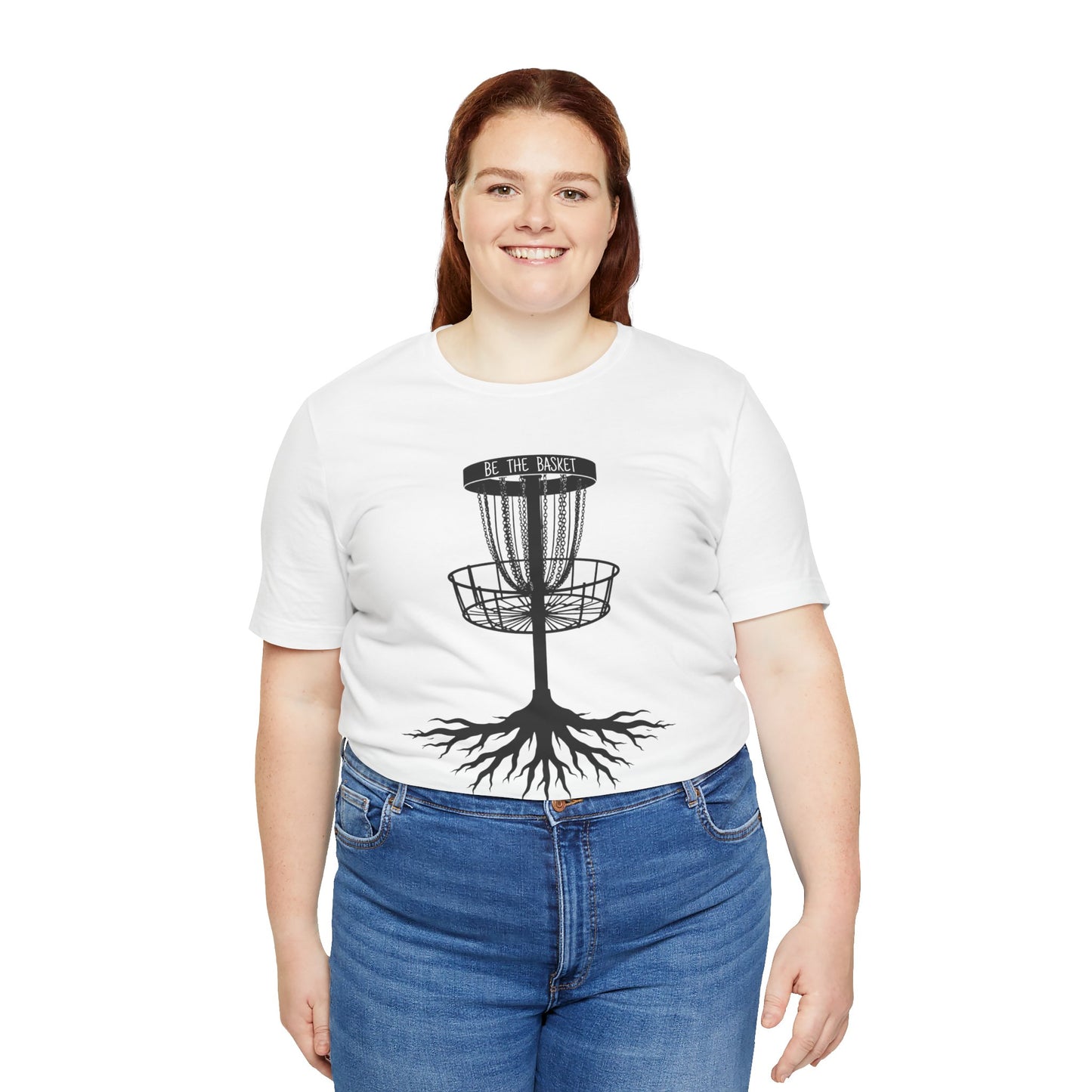 BE THE BASKET Disc Golf Tree Black and White, Unisex Softstyle T-shirt, Disc Golf Shirt