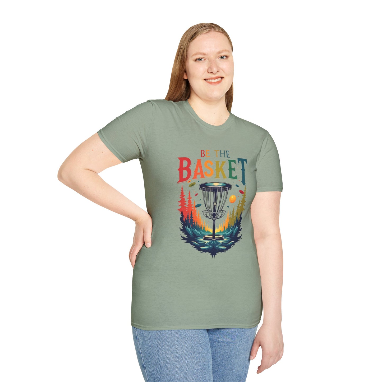 BE THE BASKET Colorful Trees Disc Golf  Unisex Softstyle T-Shirt - Perfect for Disc Golf Lovers