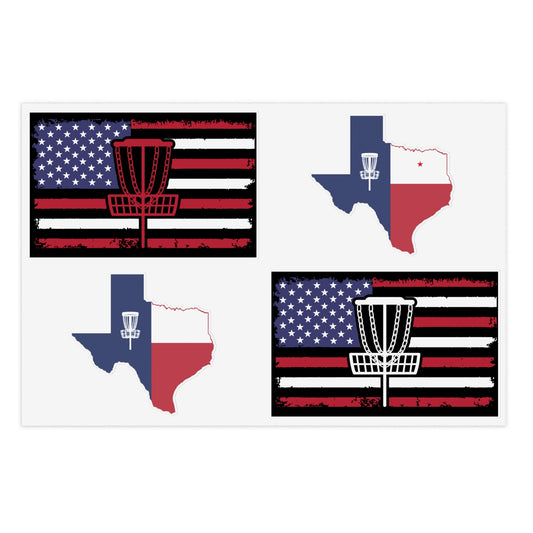 Limited Edition Patriotic Stickers Series 1, America and Texas Disc Golf Stickers