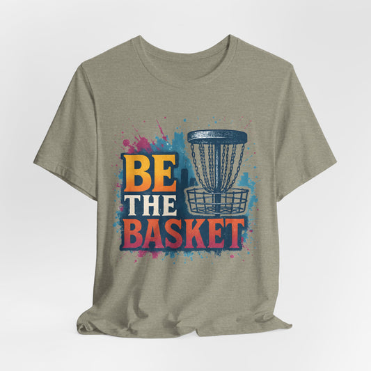 BE THE BASKET Disc Golf Basket Distressed Skyline 1, Disc Golf Unisex T-Shirt
