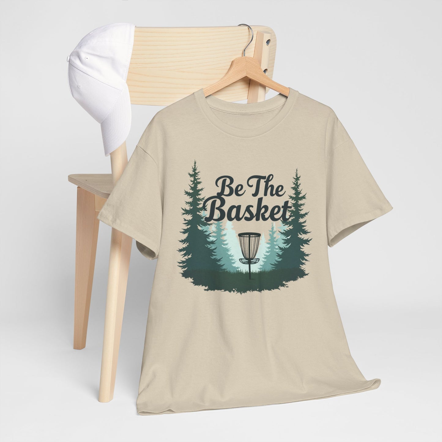 BE THE BASKET Outdoor Disc Golf Unisex Heavy Cotton T-Shirt - Perfect for Disc Golf Enthusiasts