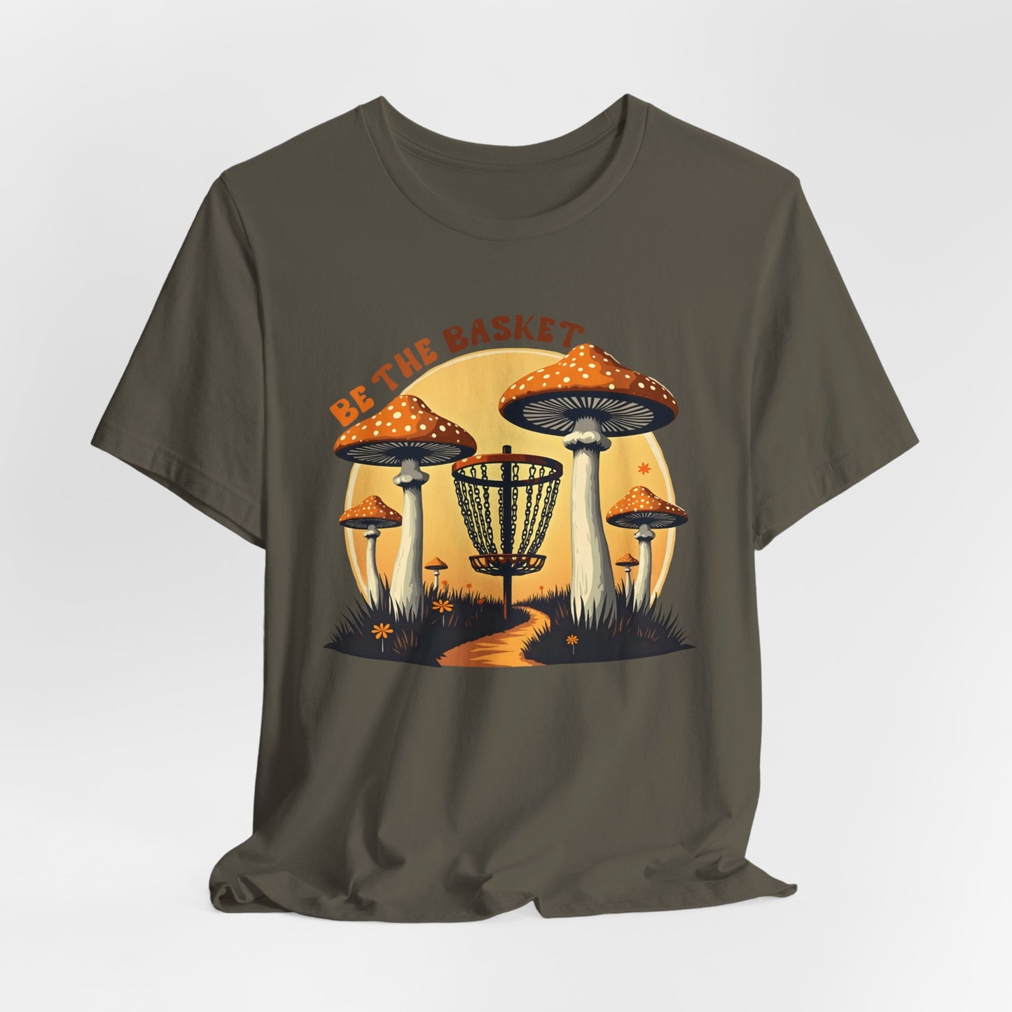 BE THE BASKET Disc Golf Mushrooms Design 1, Unisex Softstyle T-shirt, Disc Golf Shirt