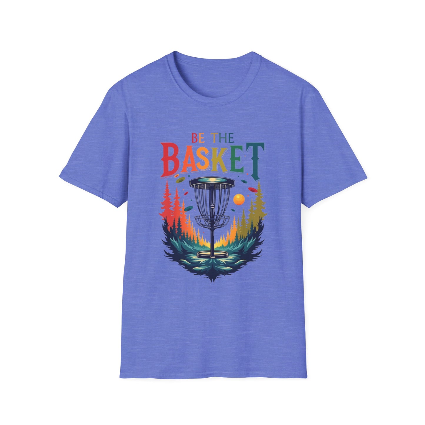 BE THE BASKET Colorful Trees Disc Golf  Unisex Softstyle T-Shirt - Perfect for Disc Golf Lovers