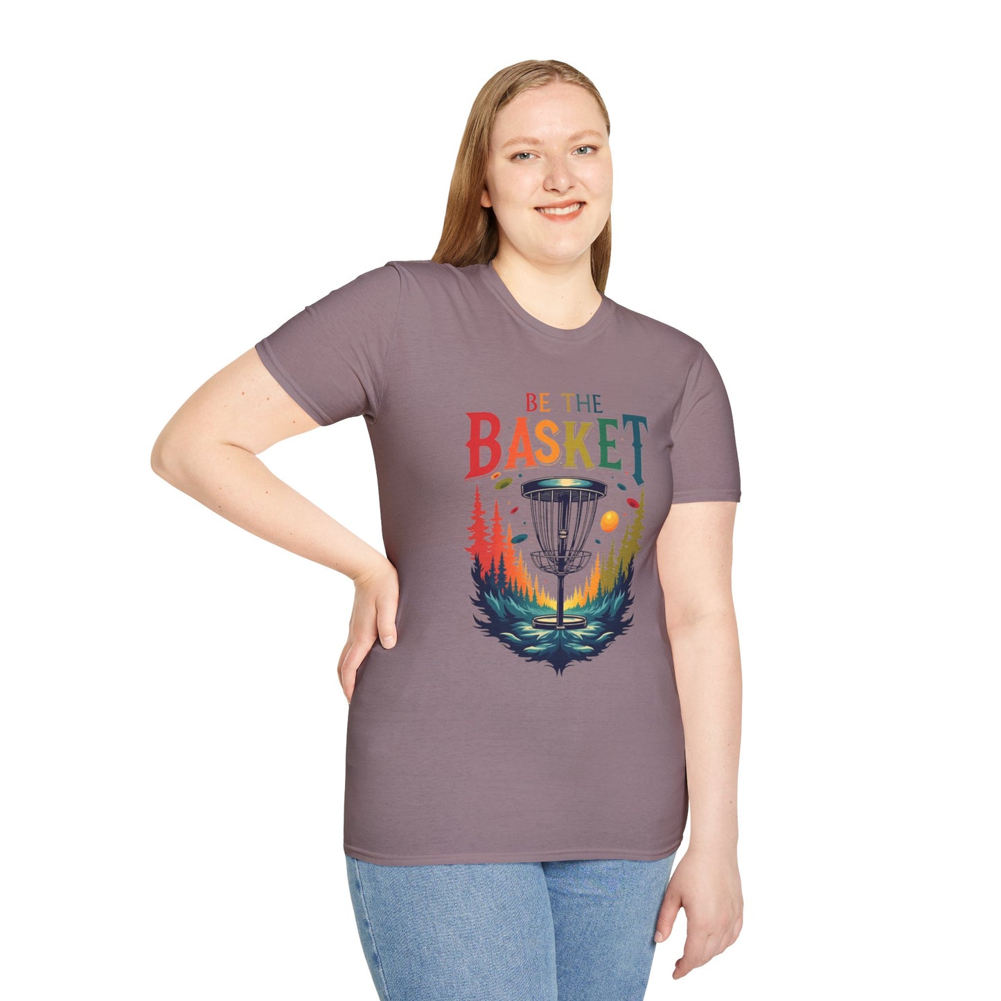 BE THE BASKET Colorful Trees Disc Golf  Unisex Softstyle T-Shirt - Perfect for Disc Golf Lovers