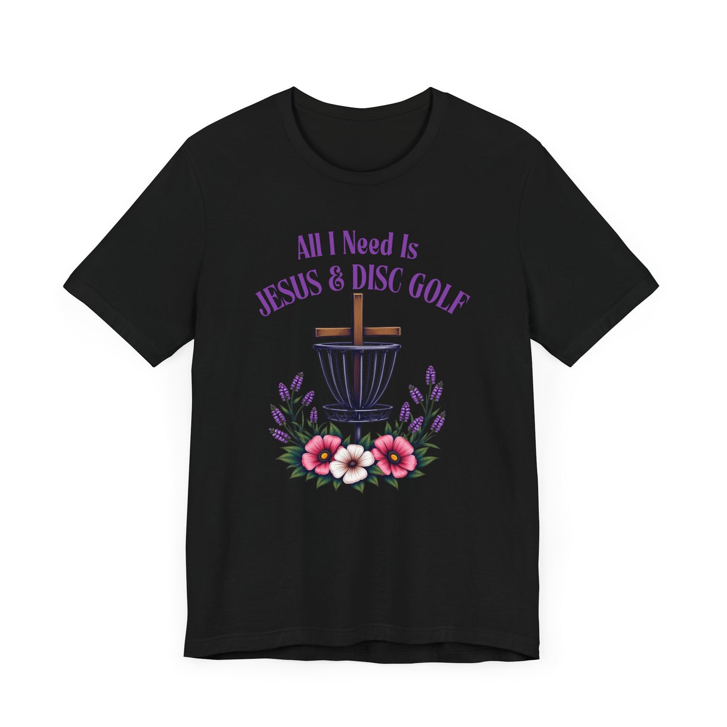 All I Need Is Jesus & Disc Golf Softstyle Unisex T-Shirt, JESUS and DISC GOLF, Purple