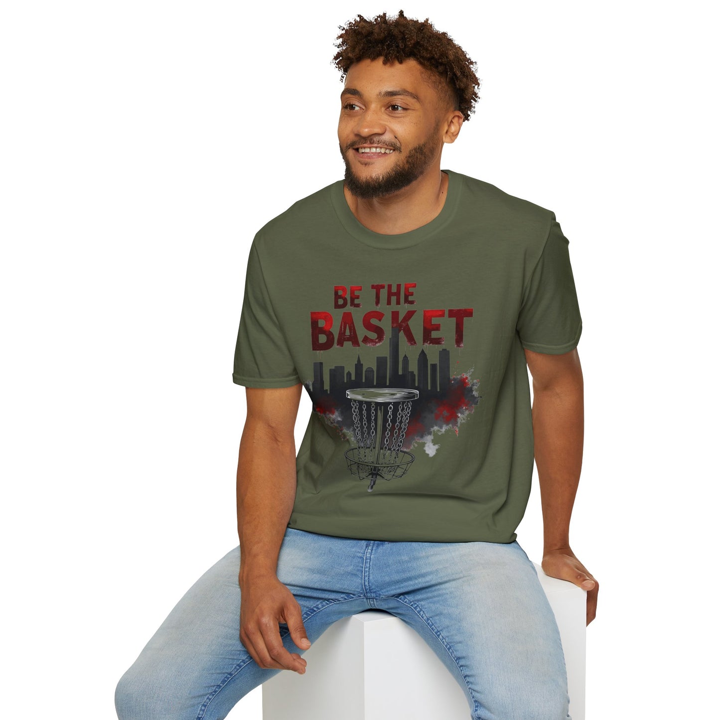 BE THE BASKET Cityscape Design Disc Golf Unisex T-Shirt, DISC GOLF SHIRT