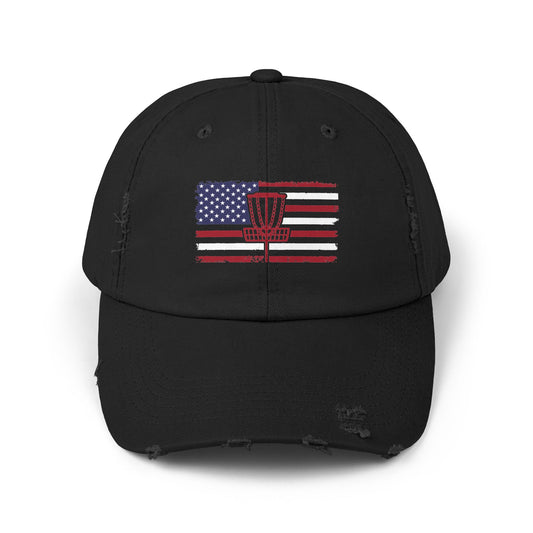 Patriotic America and Disc Golf Distressed Cap, Unisex Baseball Hat,