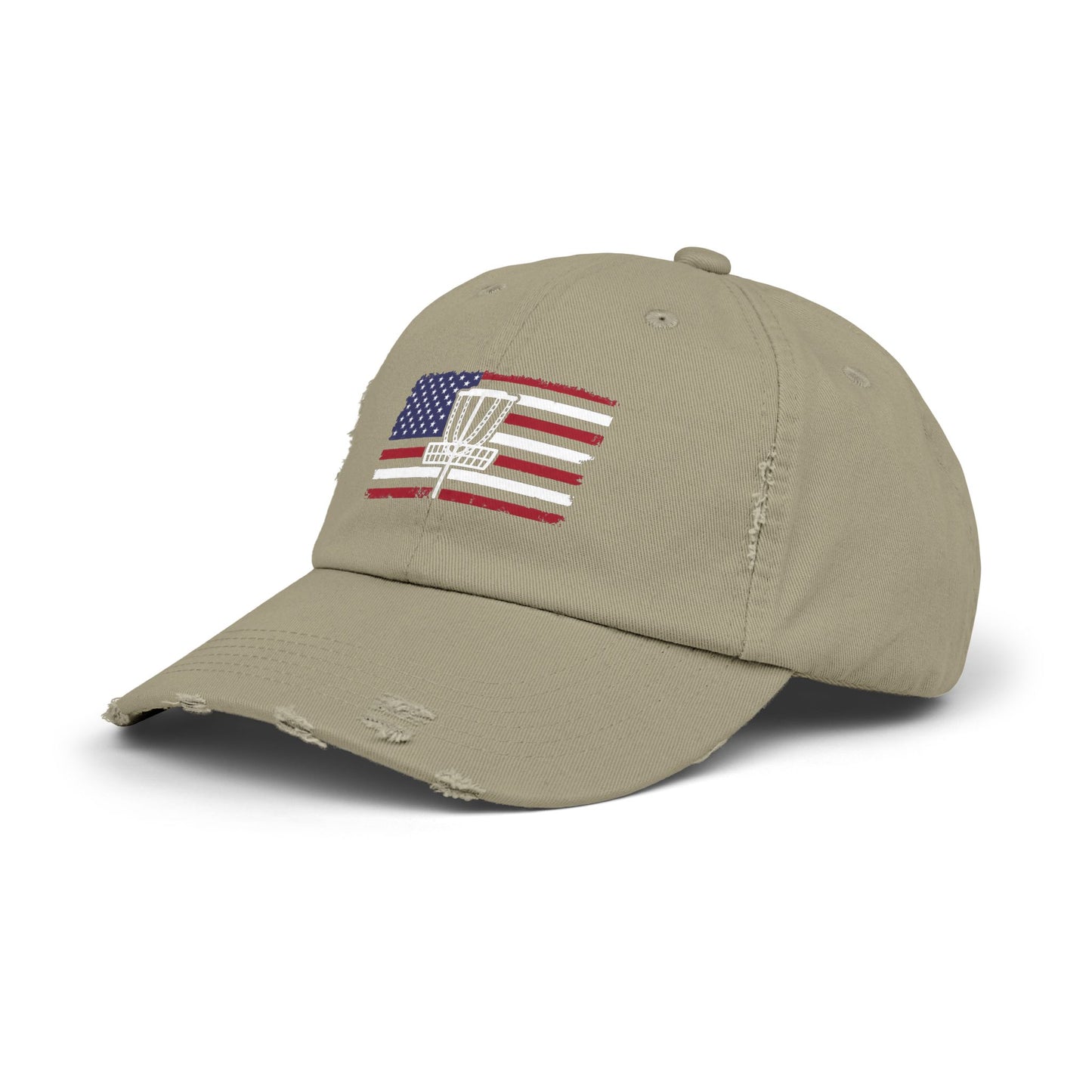 Patriotic Disc Golf Distressed Unisex Baseball Hat, Disc Golf Hat