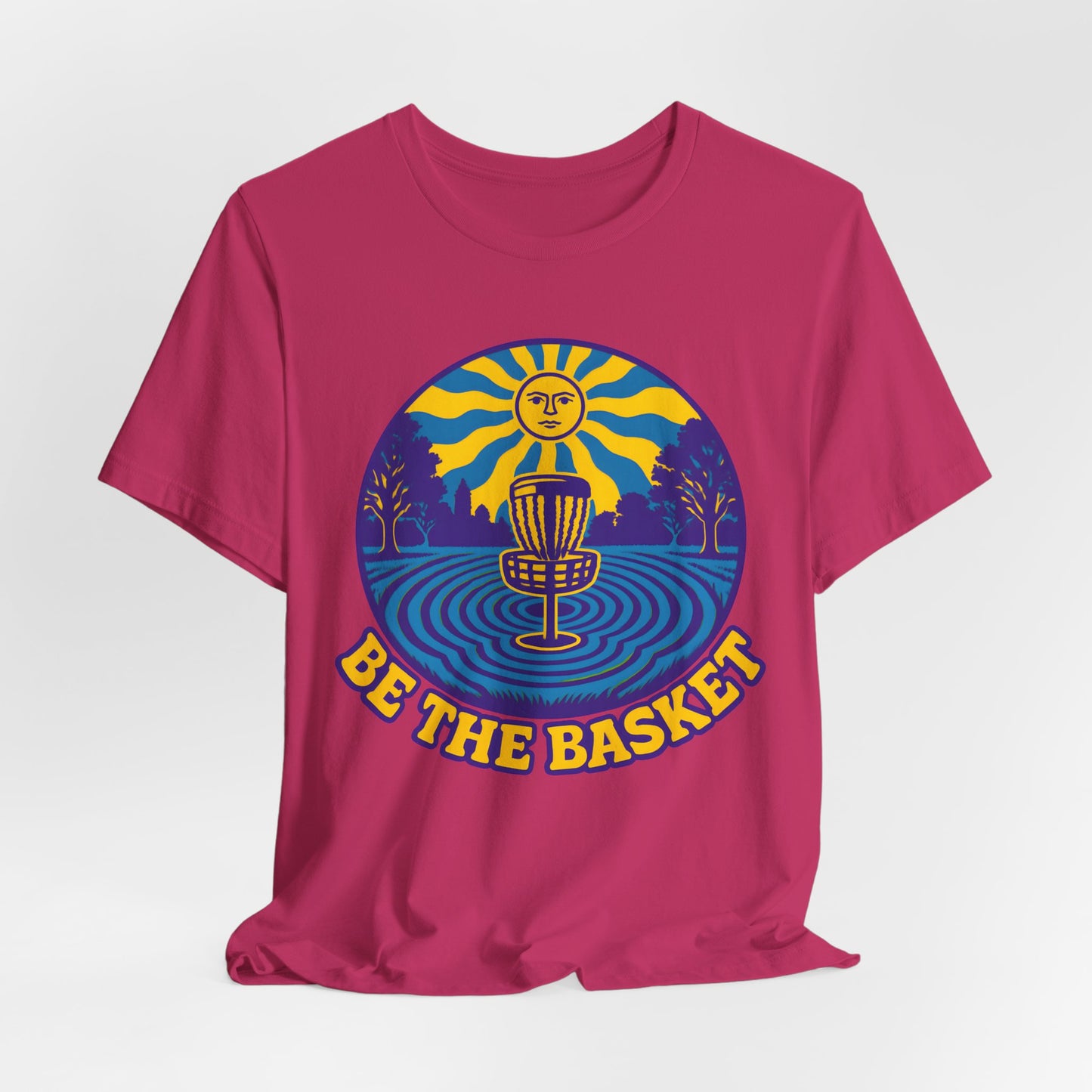 BE THE BASKET Disc Golf Basket Groovy Sun, Disc Golf Unisex T-Shirt